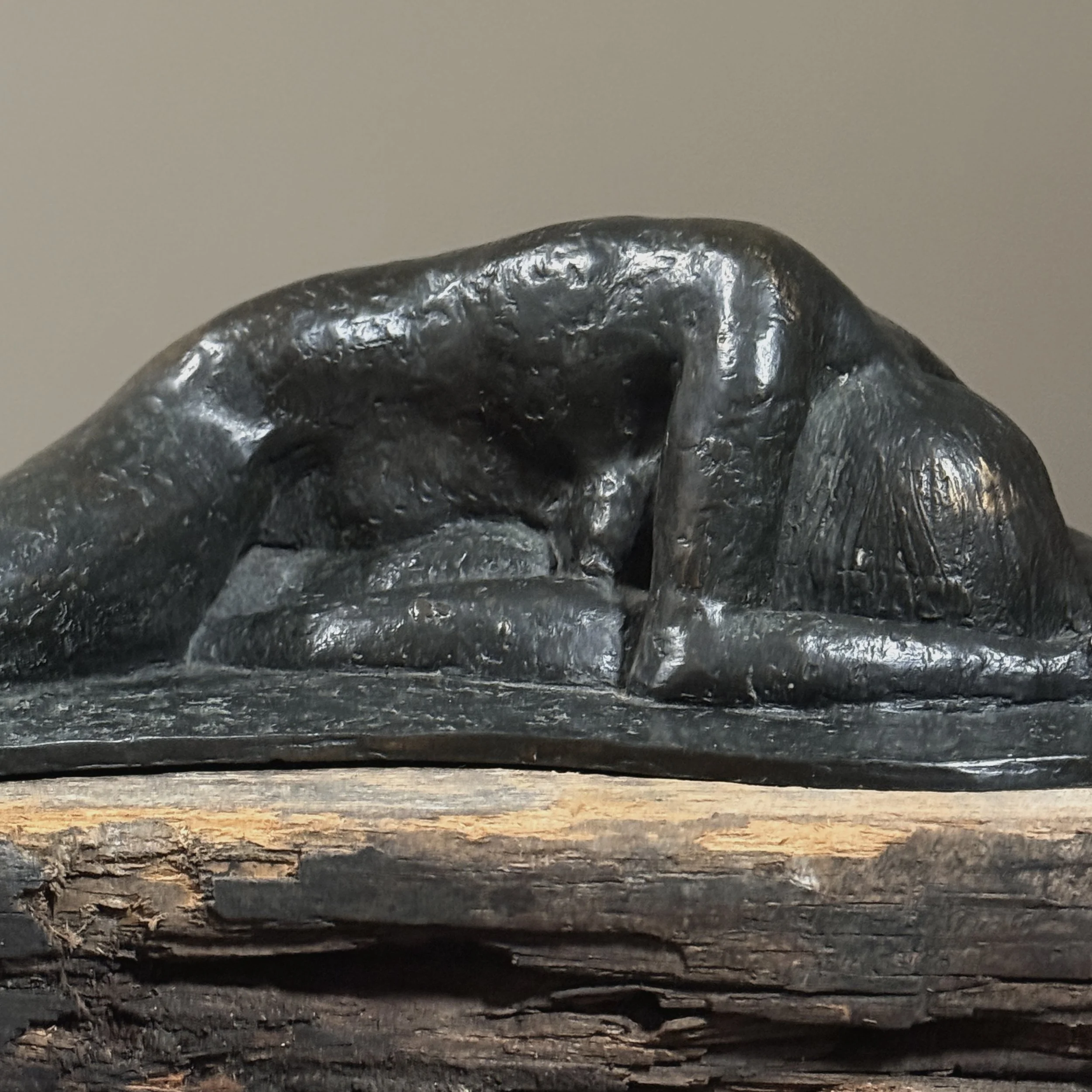 Patina detail on expressionist bronze figure reminiscent of Rodin