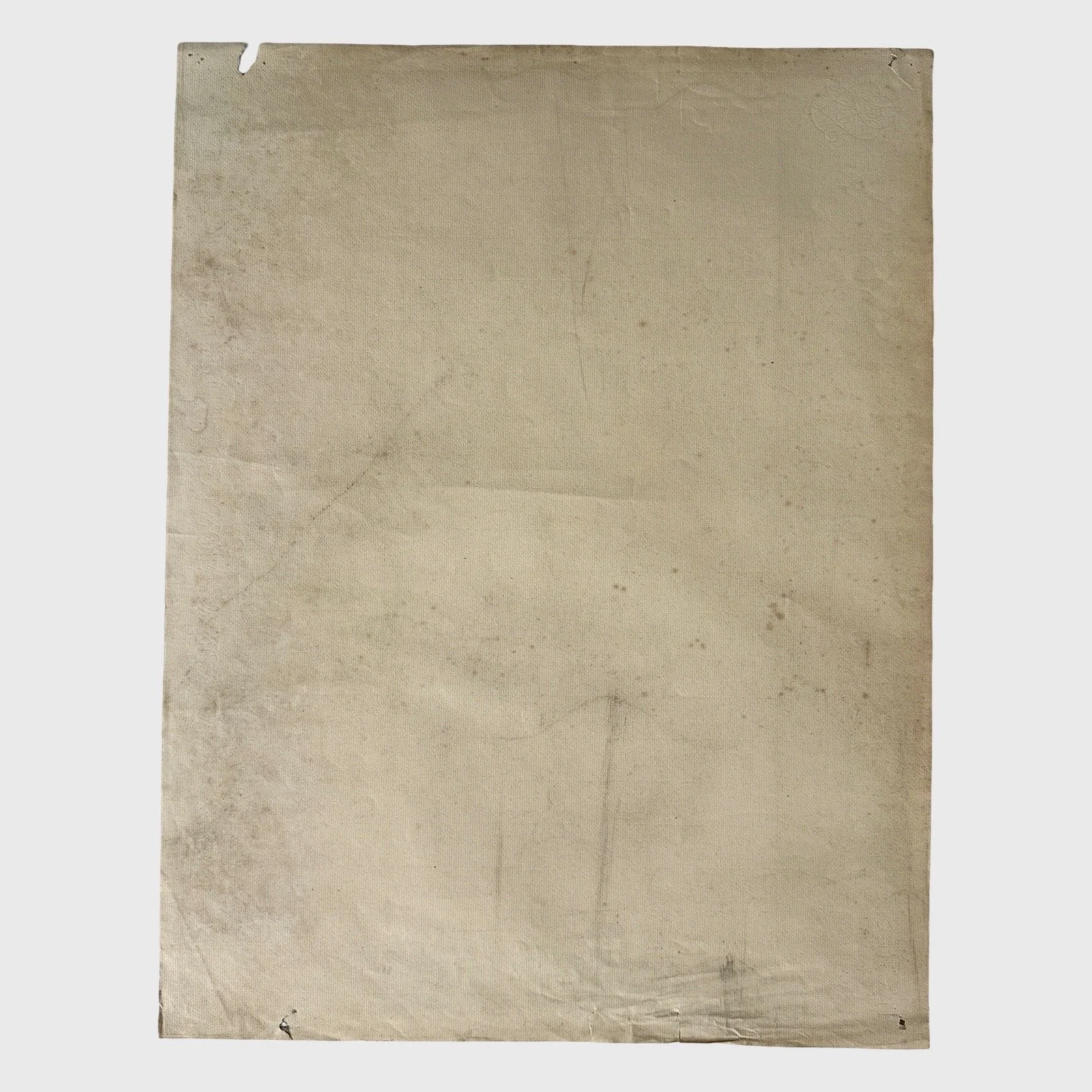 Antique French charcoal artwork with devotional theme, back view