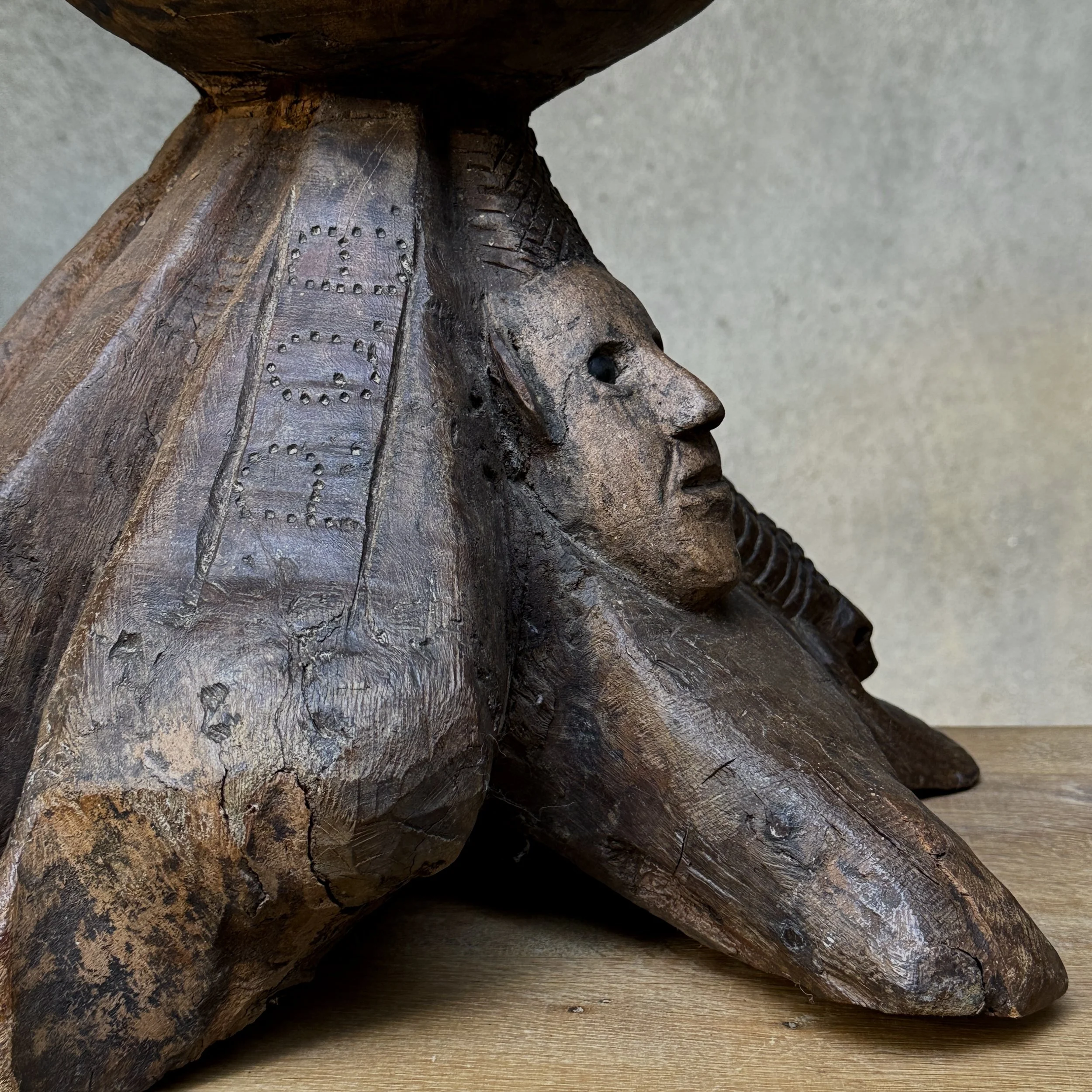 Signed R.O.B. folk art wood sculpture