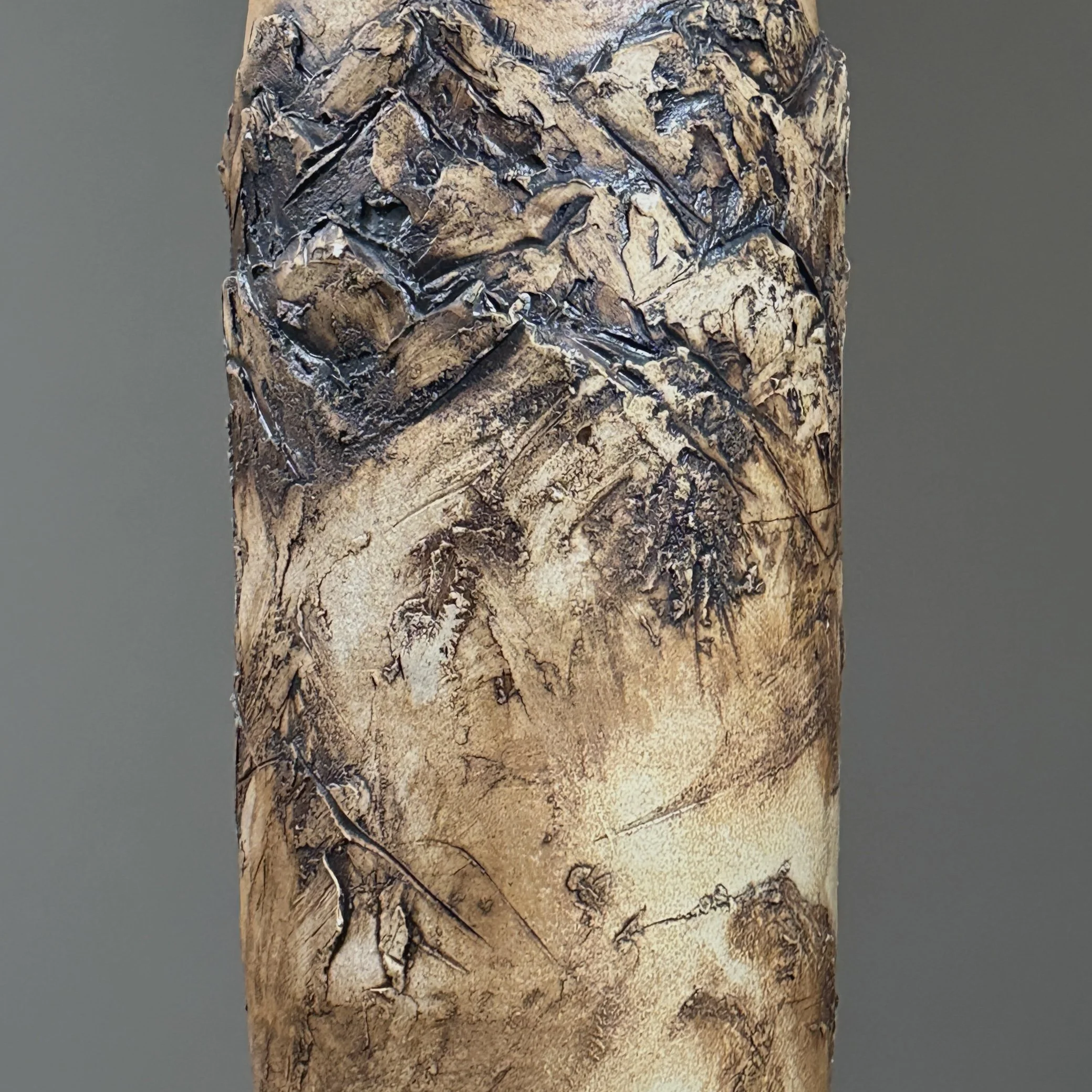 Carved dimensional surface reminiscent of Anselm Kiefer