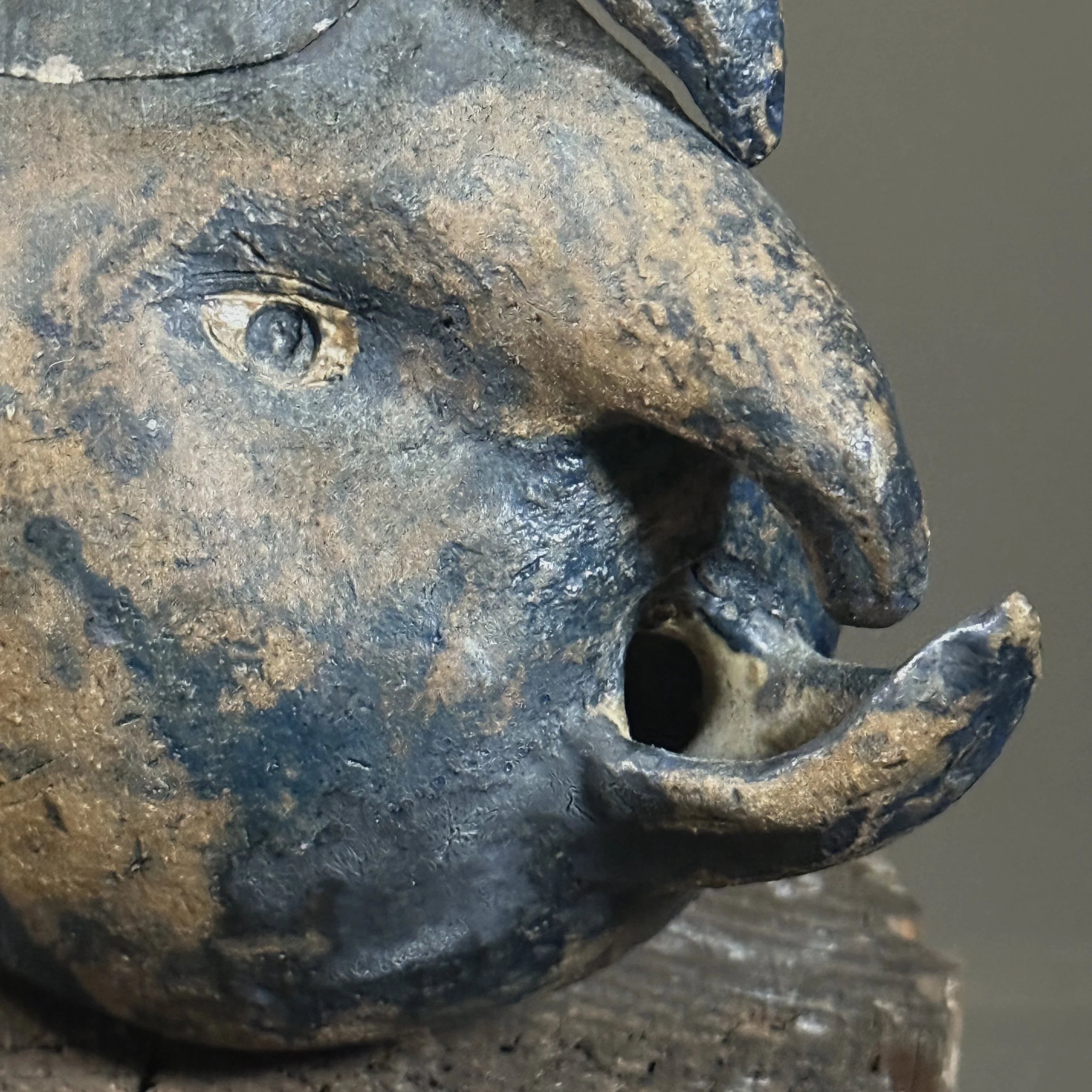 Anthropomorphic pottery teapot with expressive face