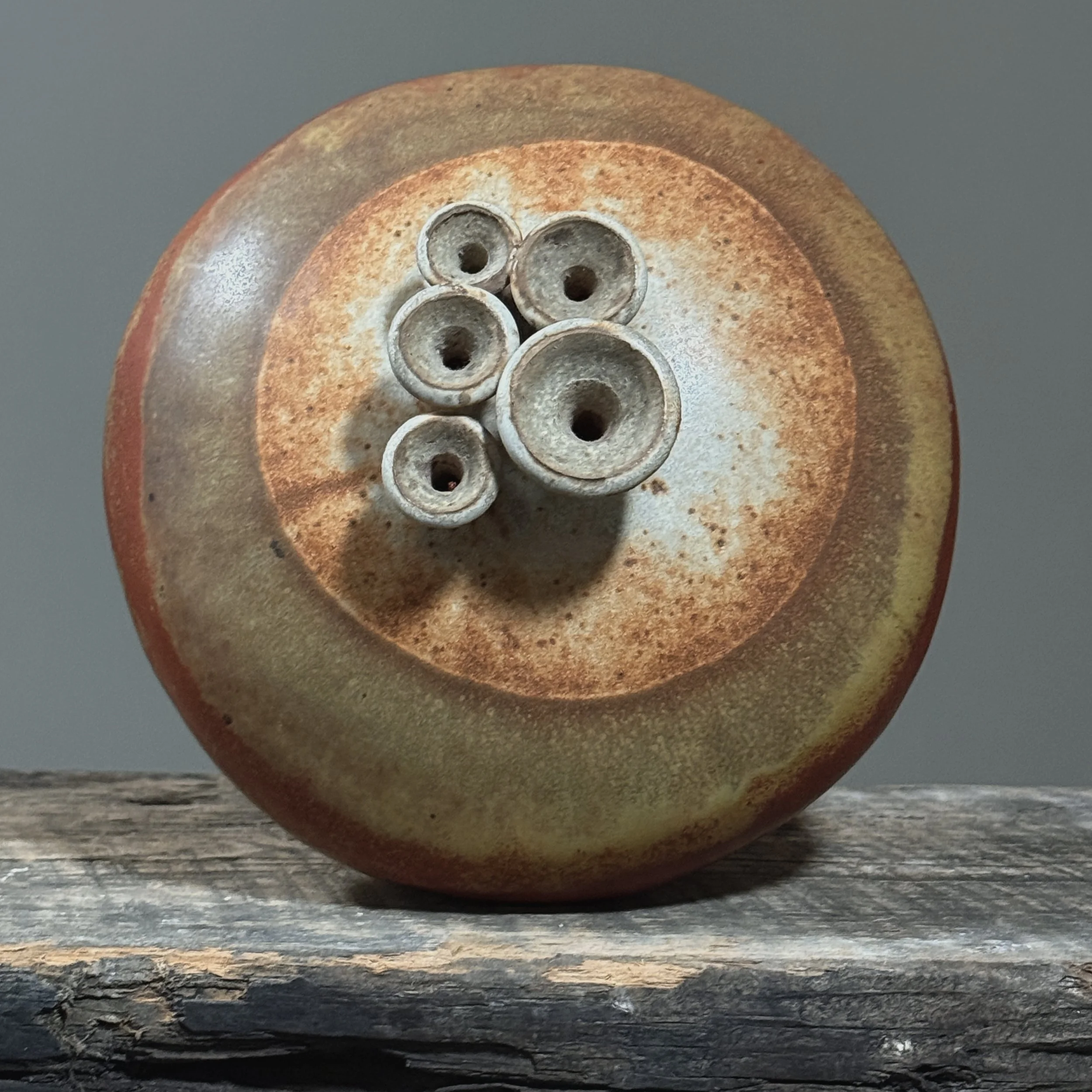 Top view of wood-fired sculptural ceramic by Parks