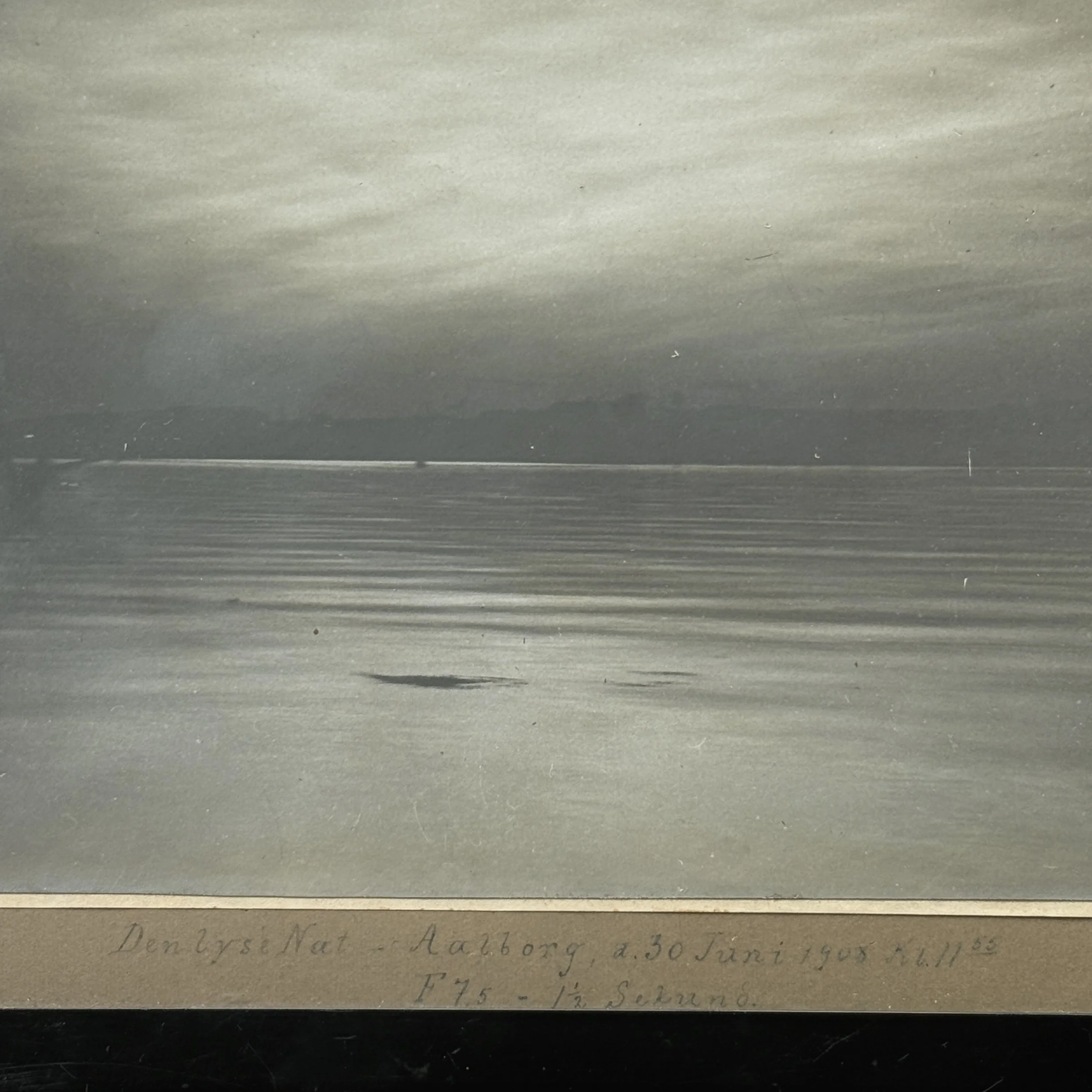 Antique nocturne photograph, Aalborg seafront, 1908