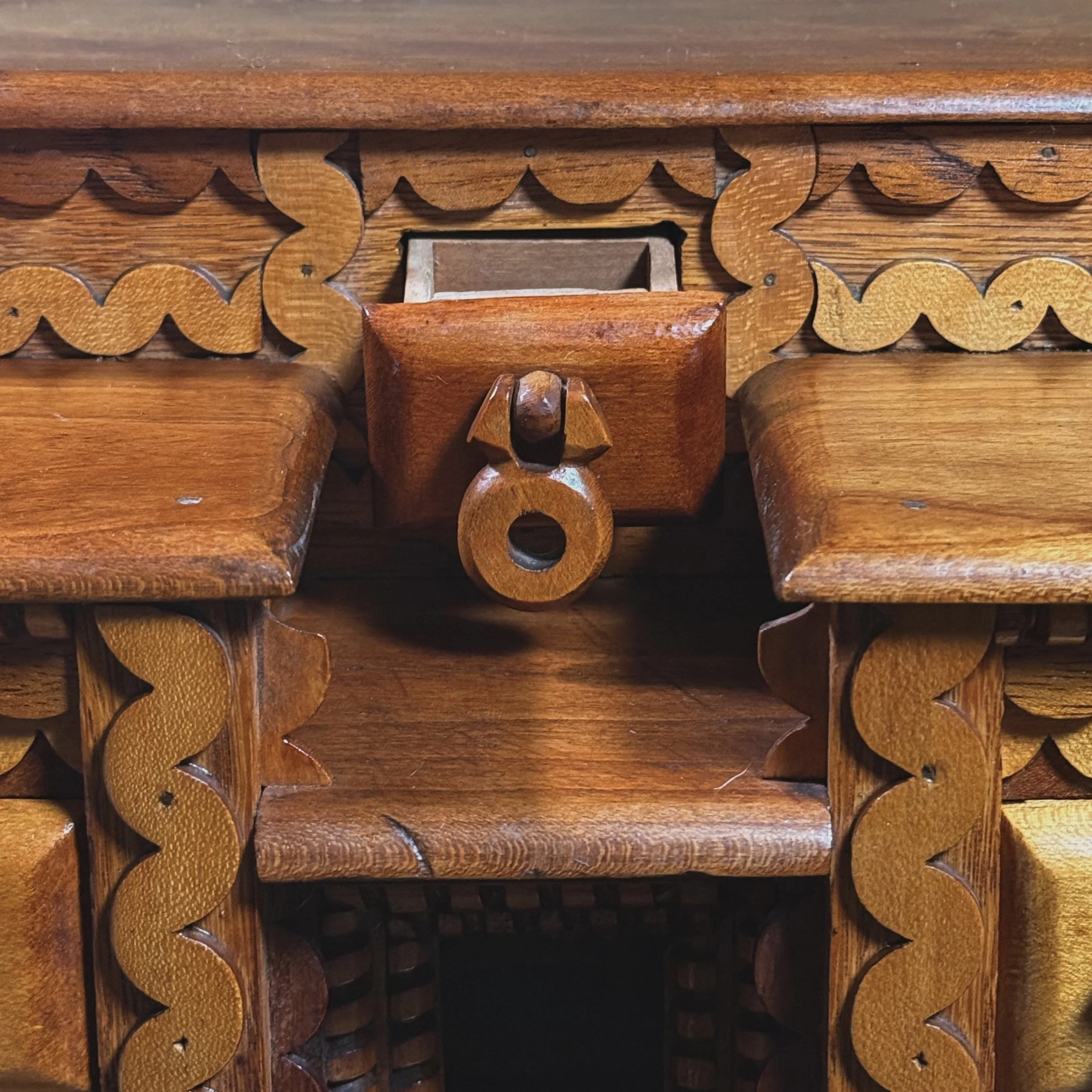 Detail view of one of the drawers.