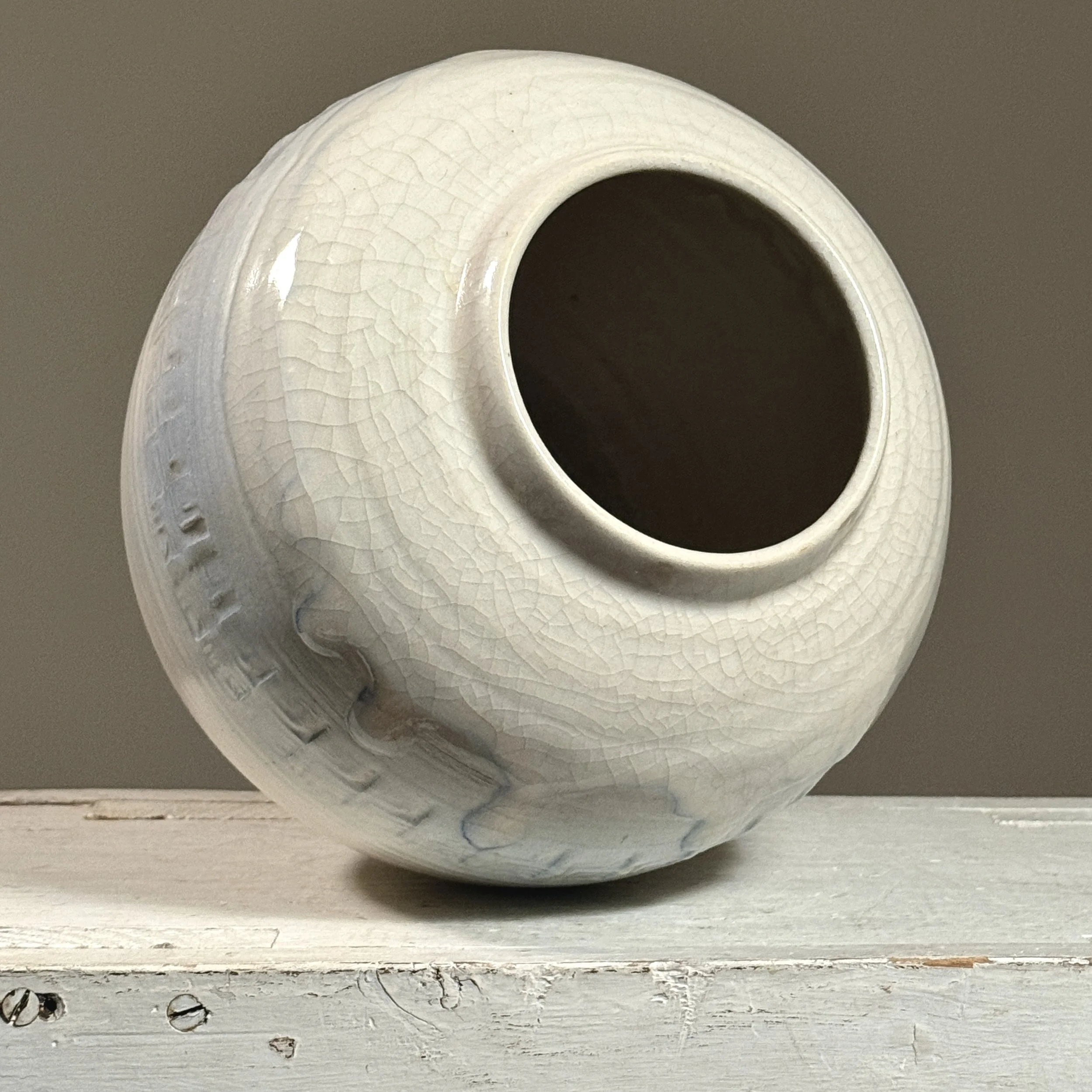 Top-down view of the vessel opening and interior.