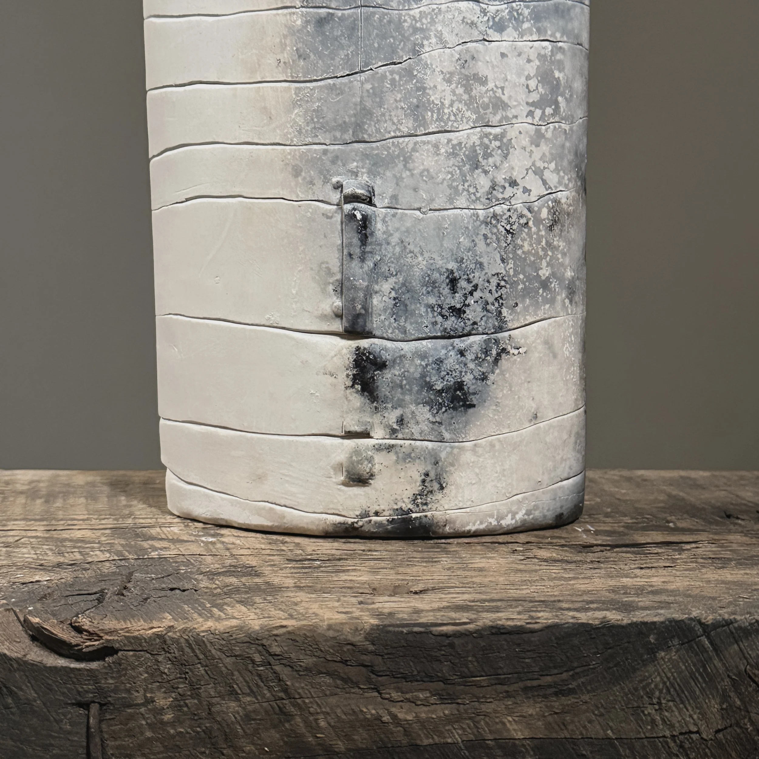 Detail of ash markings on raku ceramic surface