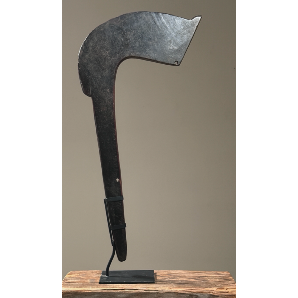Antique Burkina Faso hand carved scepter on custom stand. 24.5 inches height. Published. Wheelock Collection.