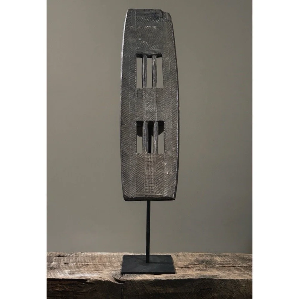 Antique Ngombe hand-carved wooden backrest