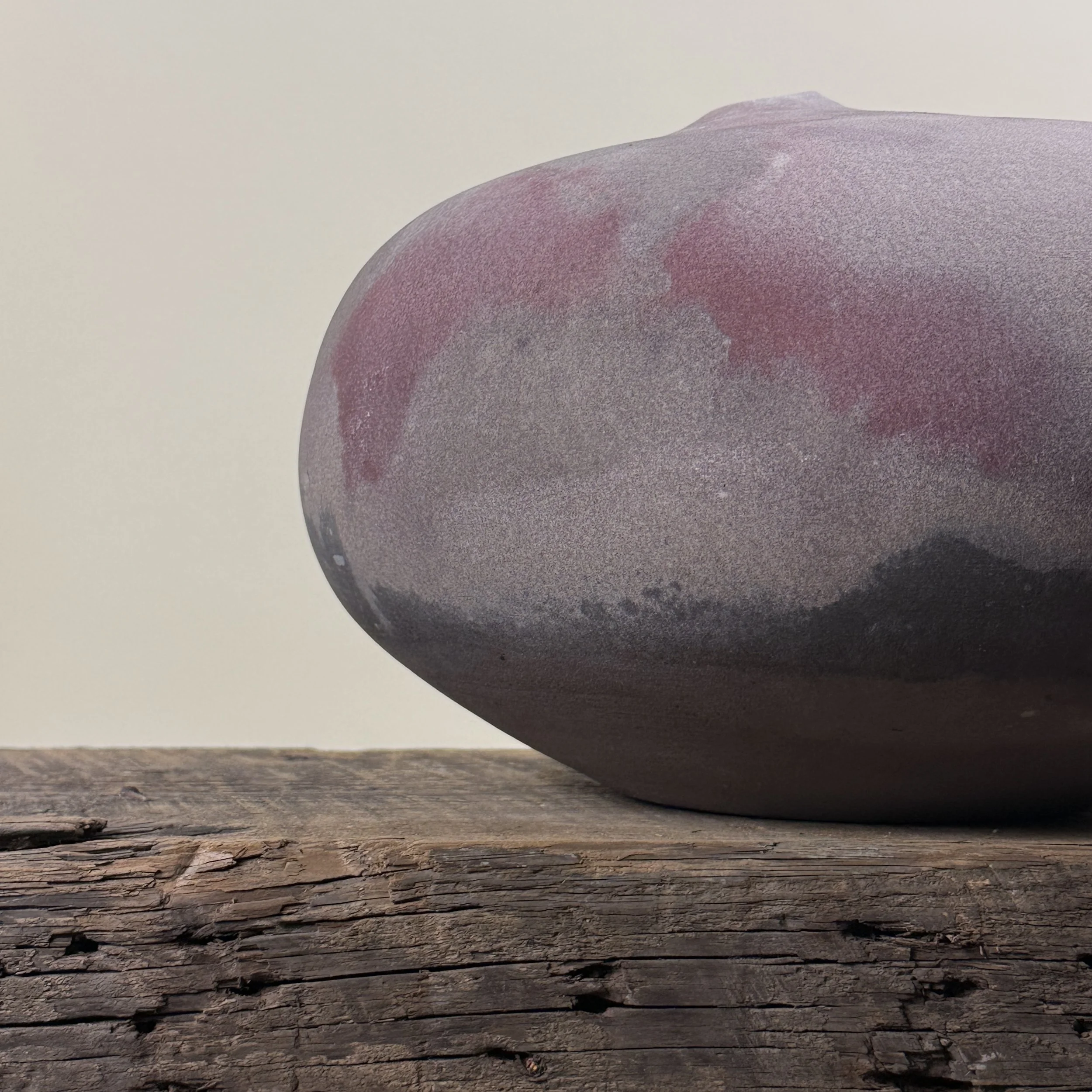 Surface detail. Wood ash natural glaze. Anagama firing characteristics.