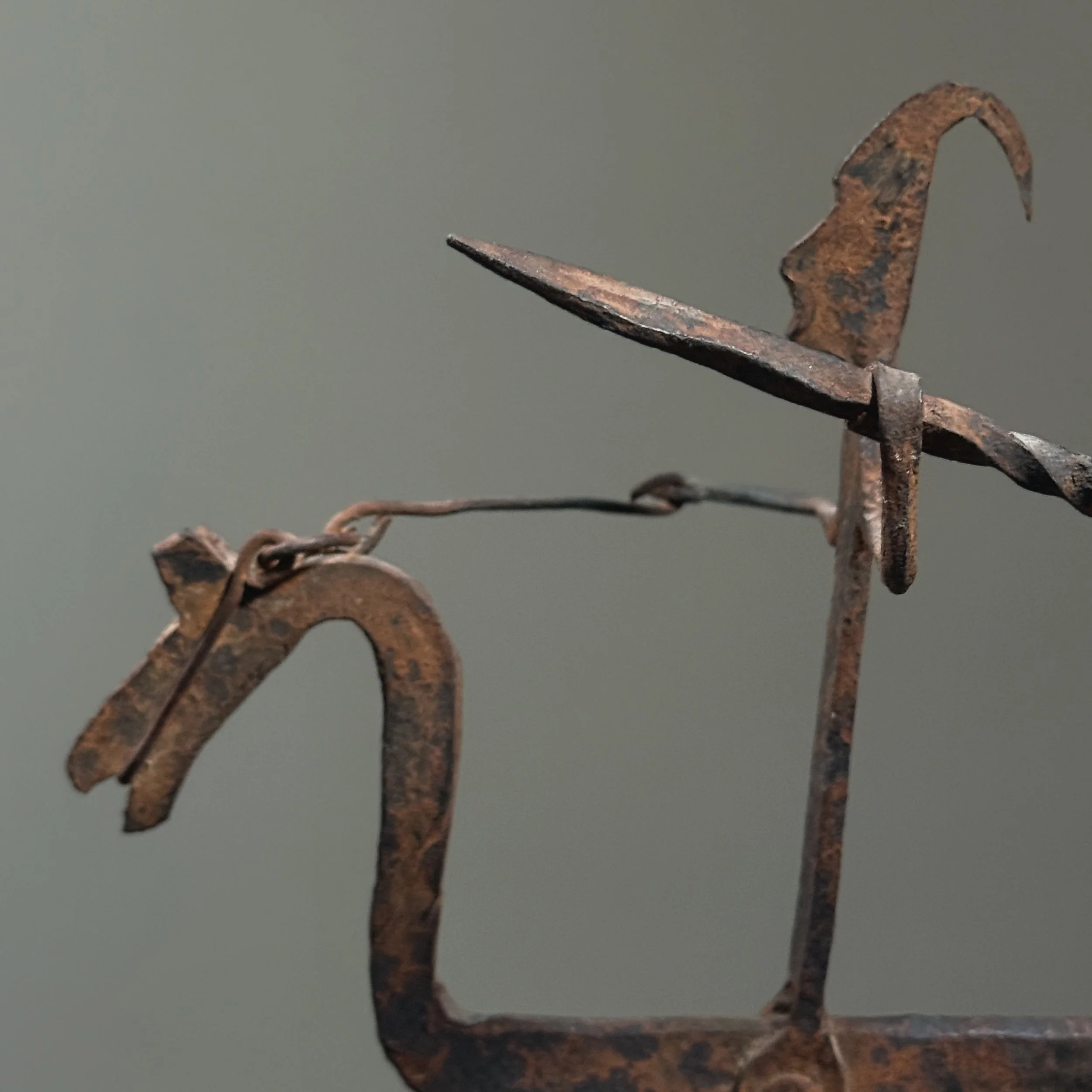 Detail of Dogon rider holding spear and rein