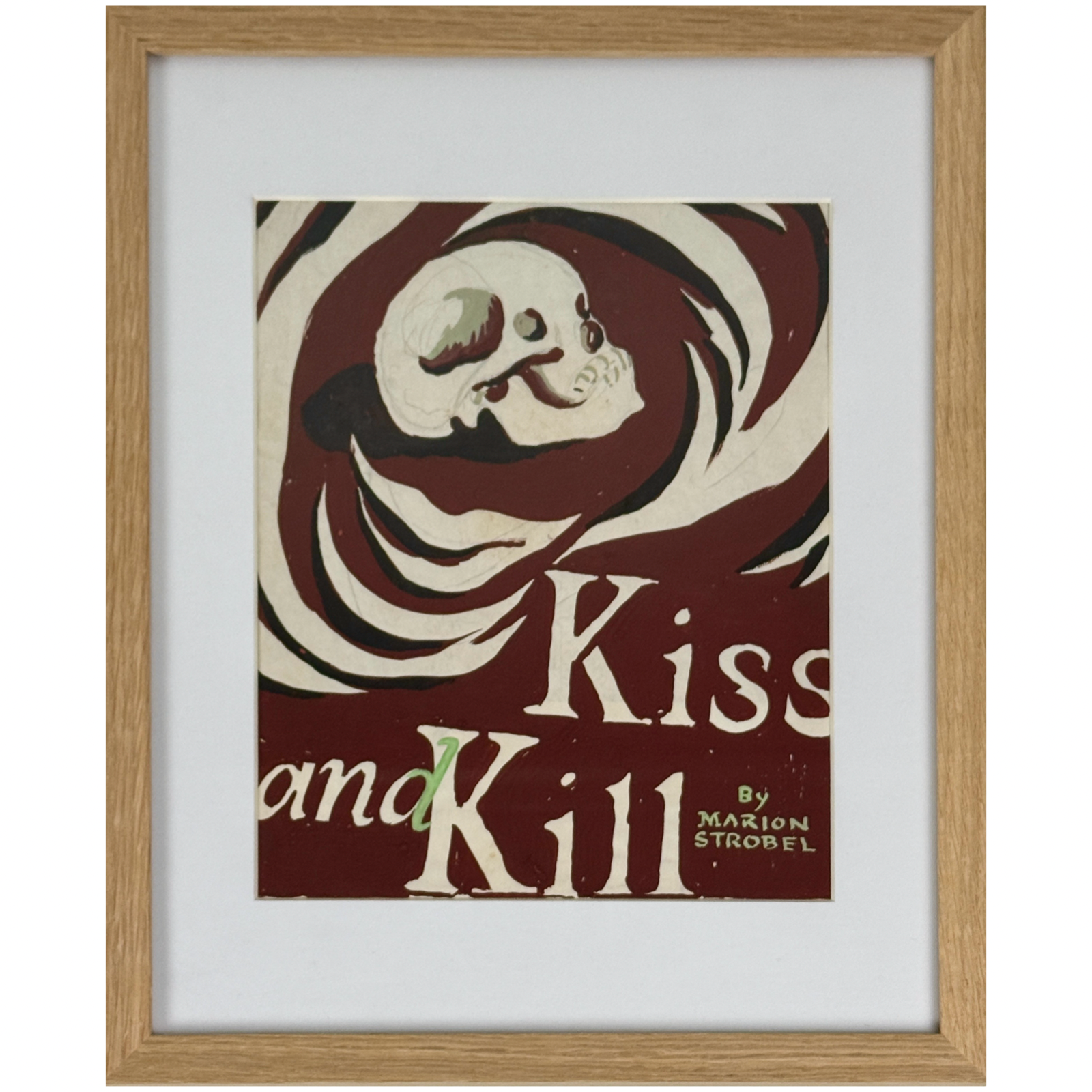 Original gouache painting for Marion Strobel's Kiss and Kill bookcover, 1935