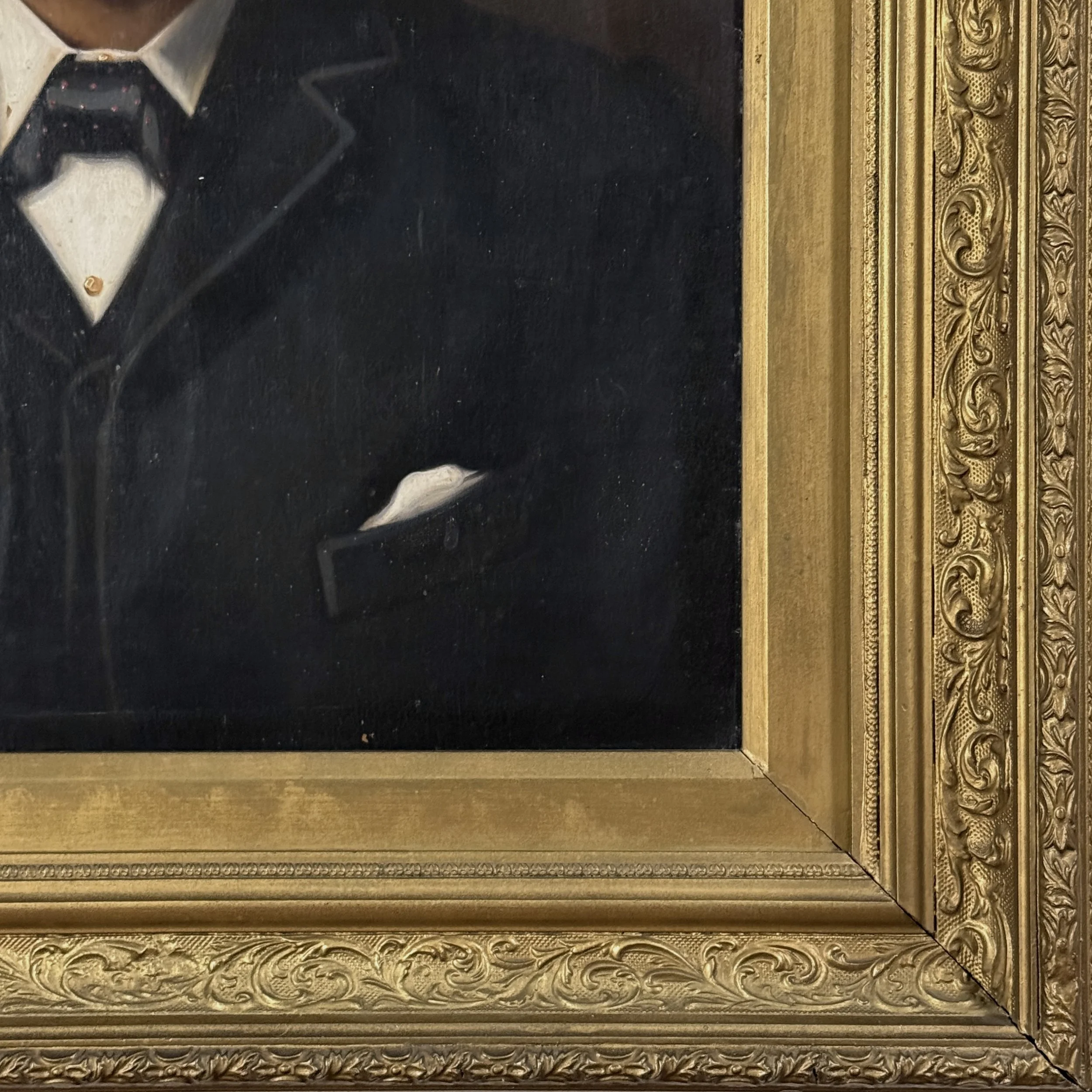 Detail of Antique Victorian British School portrait of a bearded man, oil on board