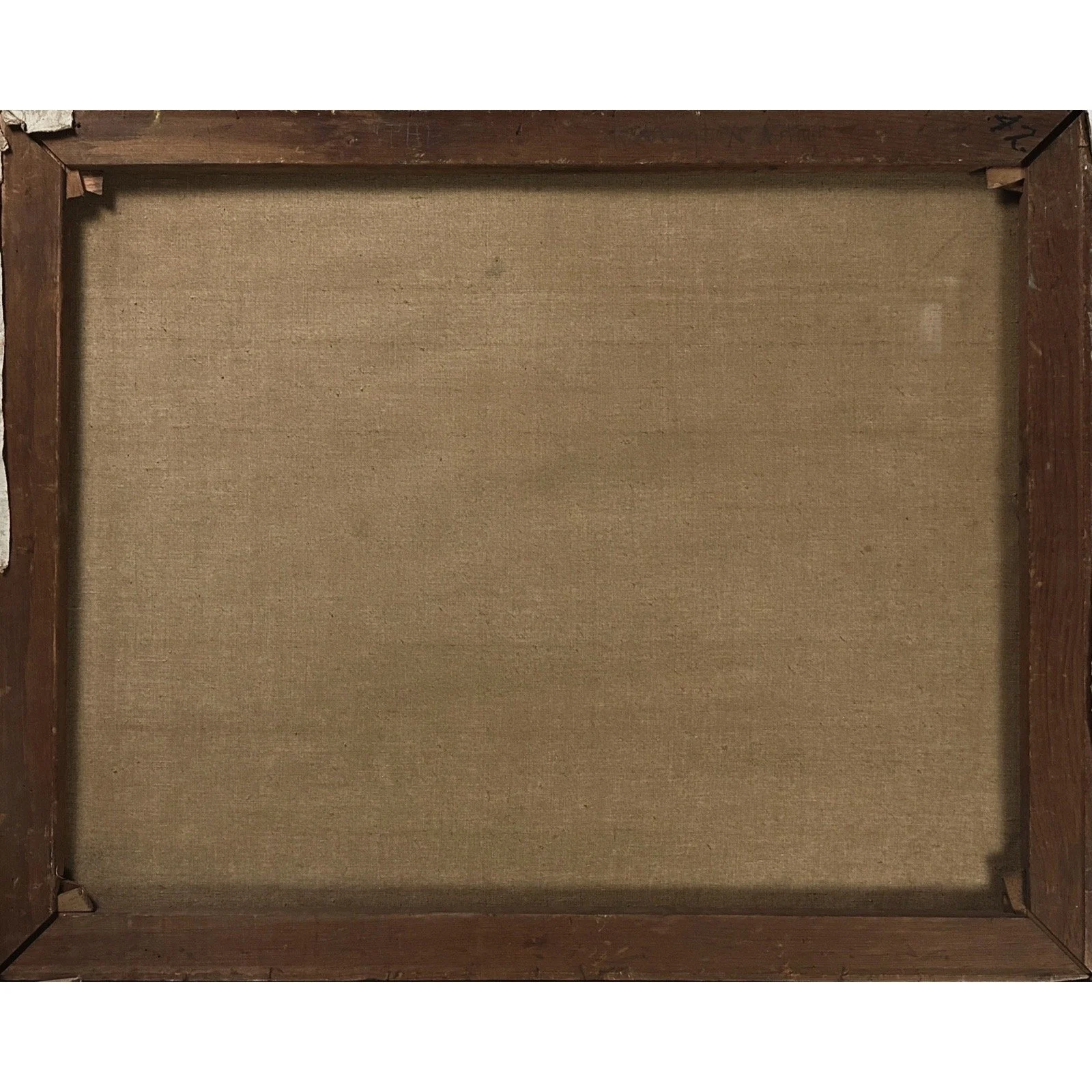 View of the reverse showing canvas and stretcher.