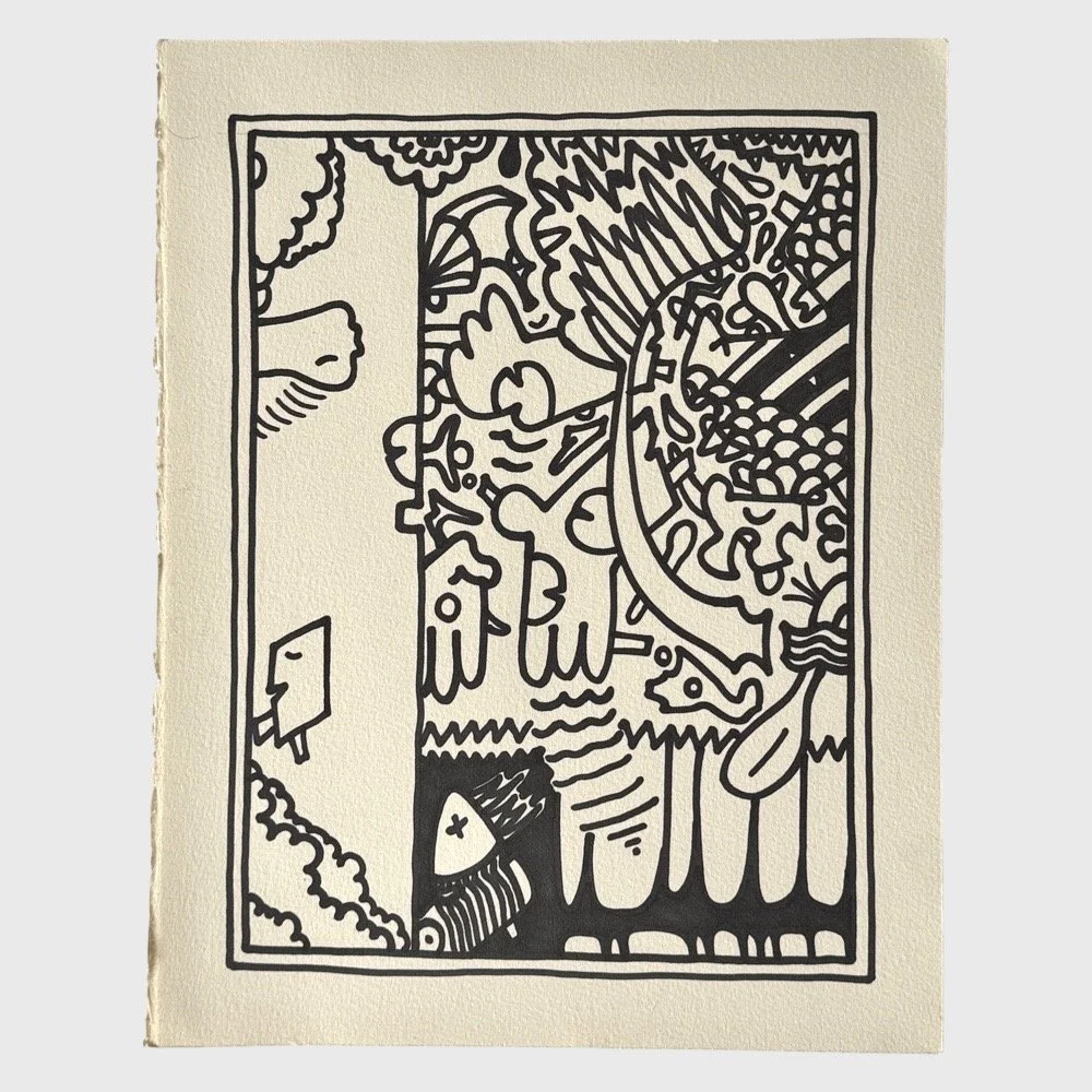 Clayton Anderson abstract postmodernist drawing on cream paper, front view