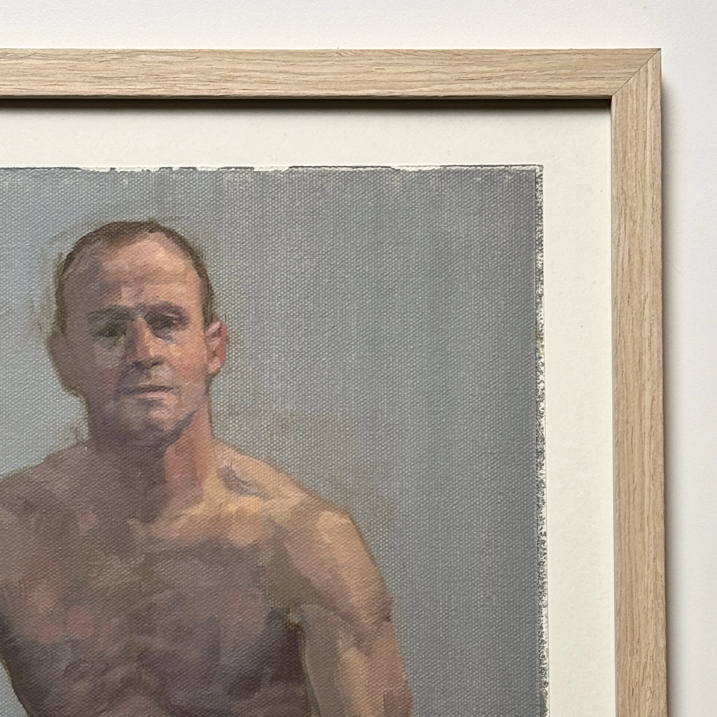 Close-up of brushwork in Expressionist male nude painting