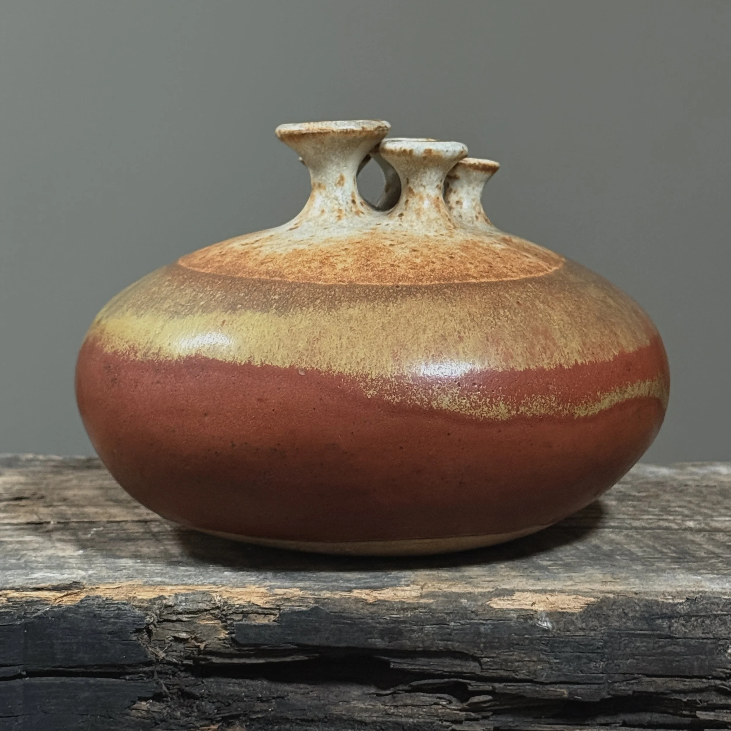 Side view of wood-fired sculptural ceramic by Parks