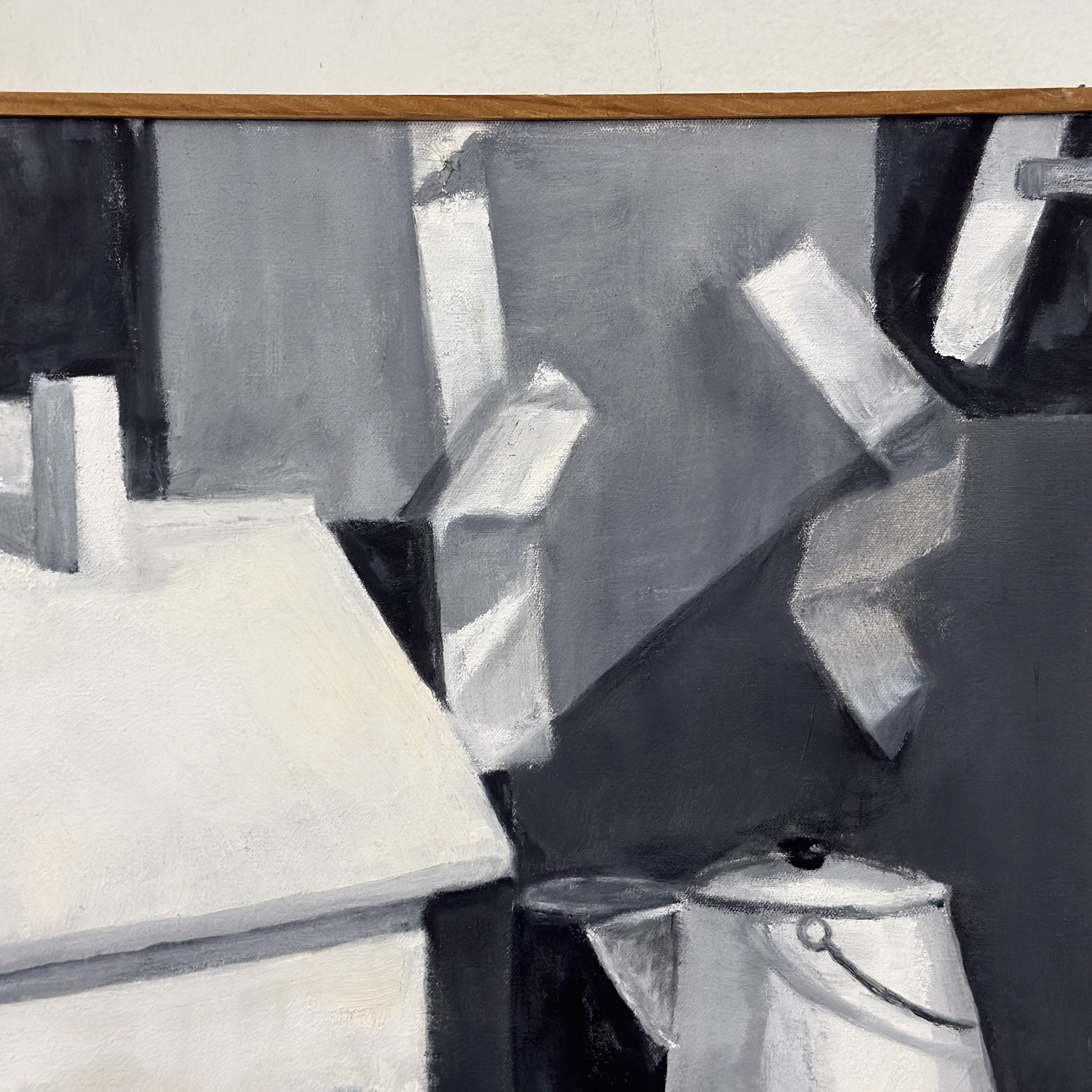 Tonal study detail, house sculpture and kettle, realist painting