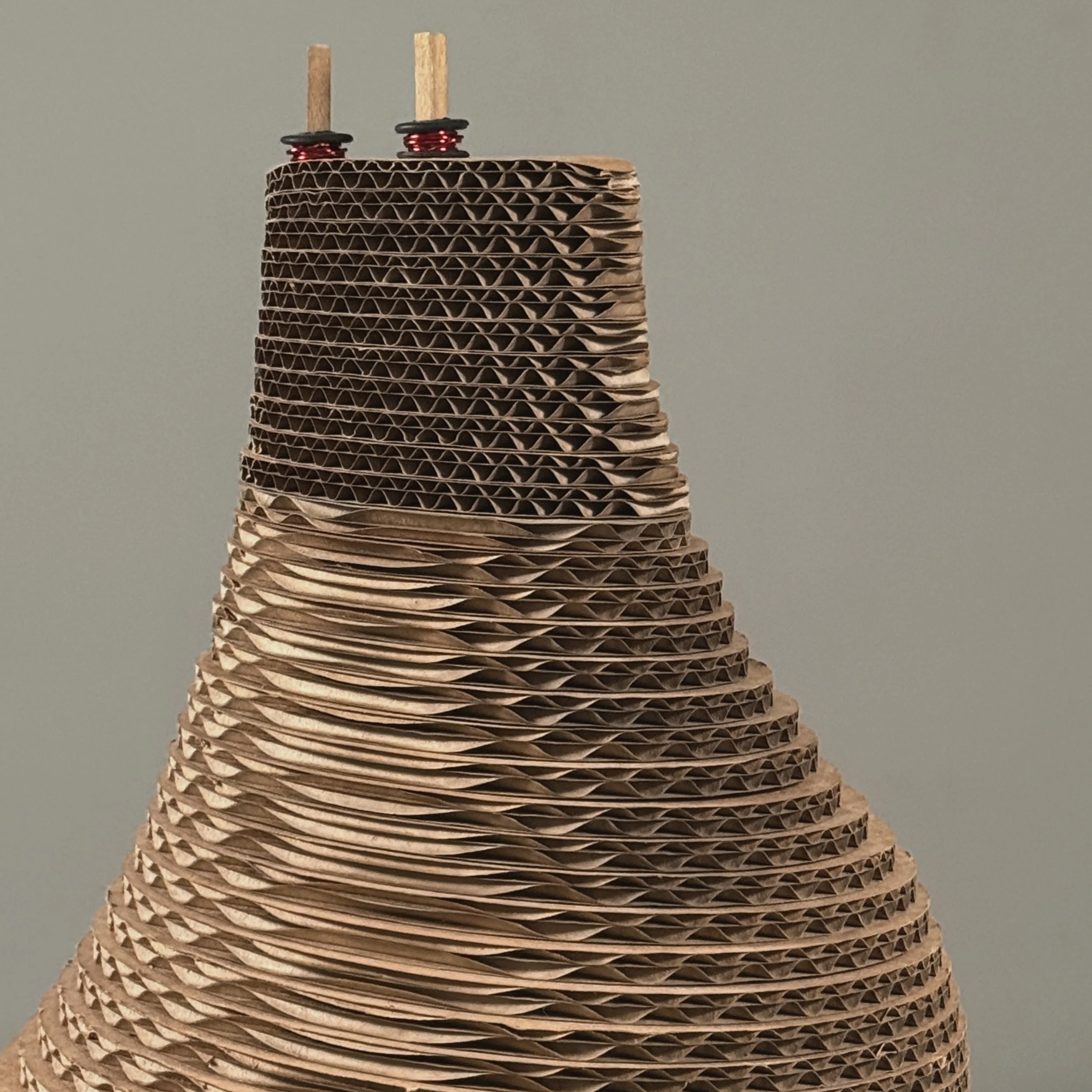 Lightweight cardboard sculpture, rods and base, biomorphic form