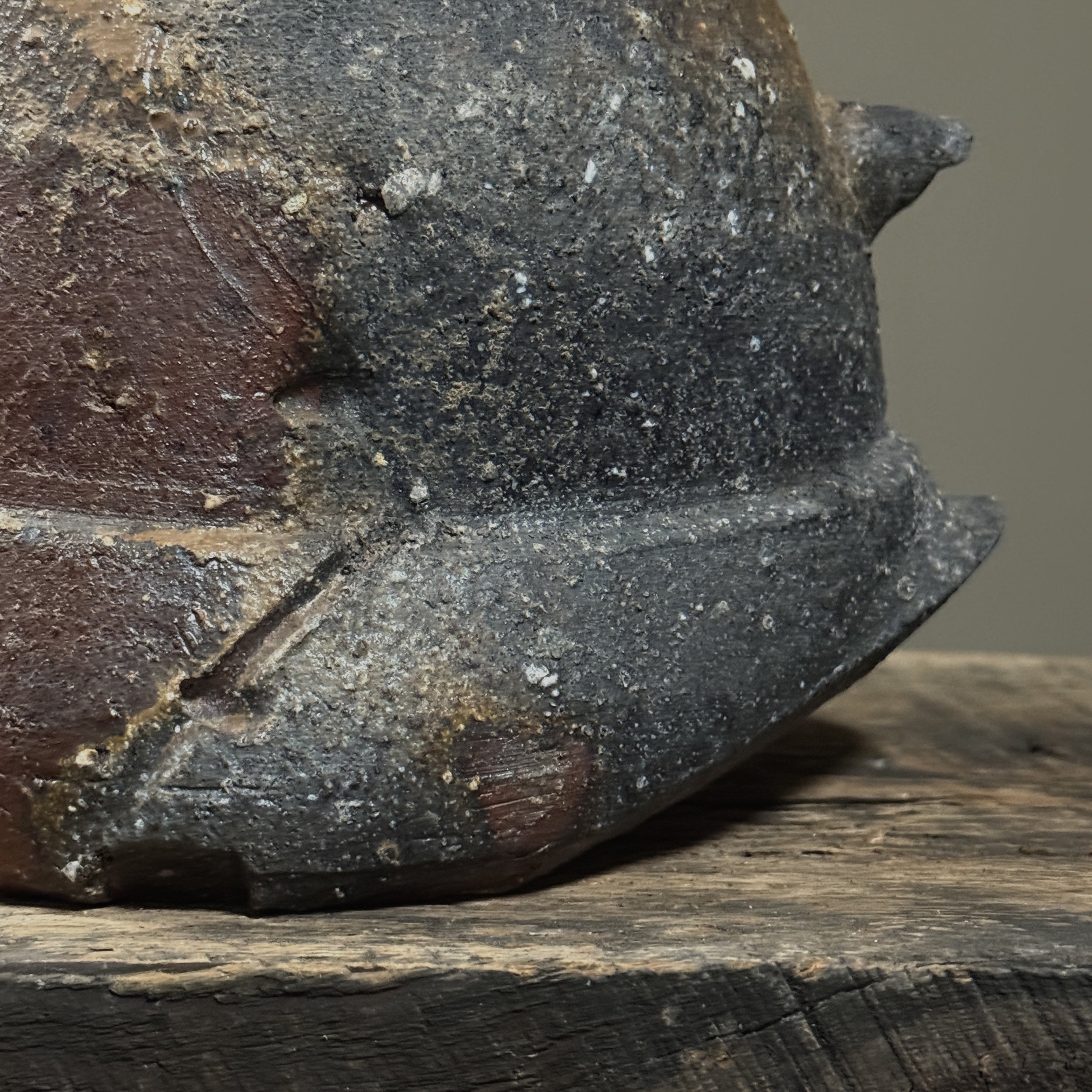 Wood-fired ceramic vessel with natural ash deposits