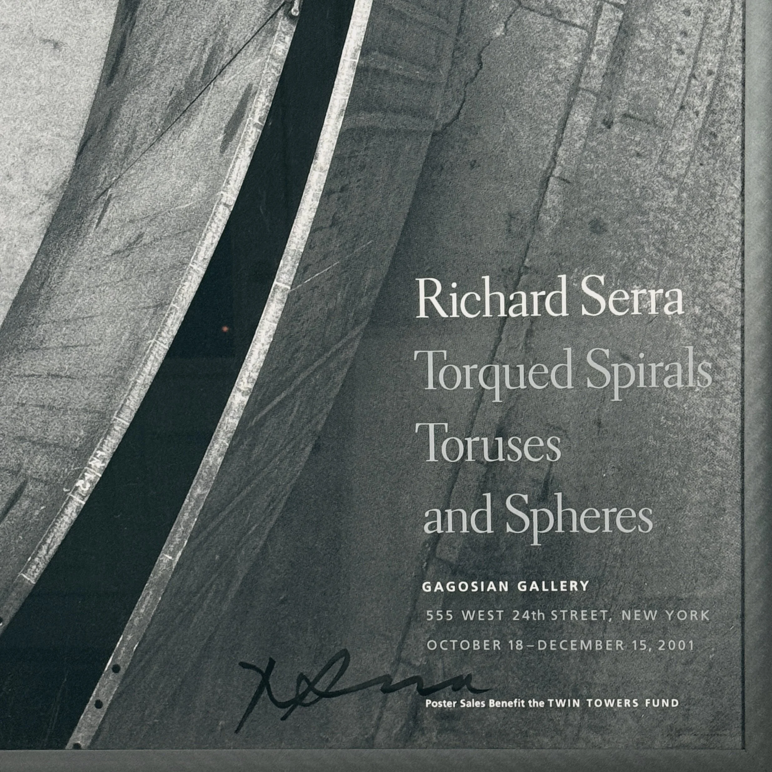 Close-up of Richard Serra's original signature in the lower right corner of the print.