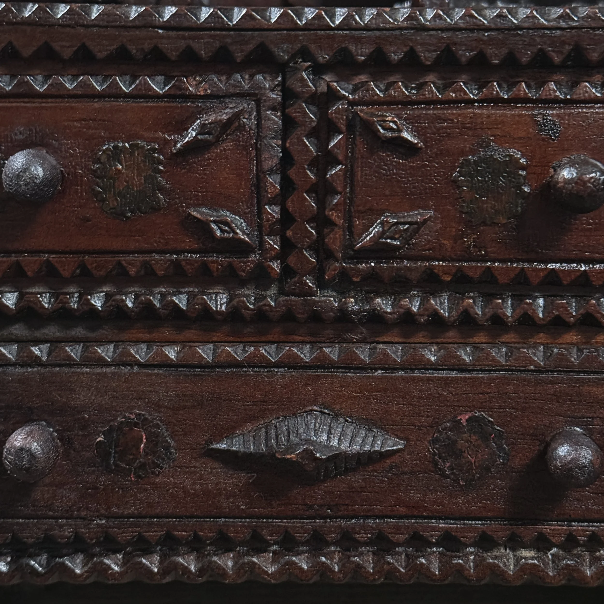 Interior detail of drawer construction and wood joinery