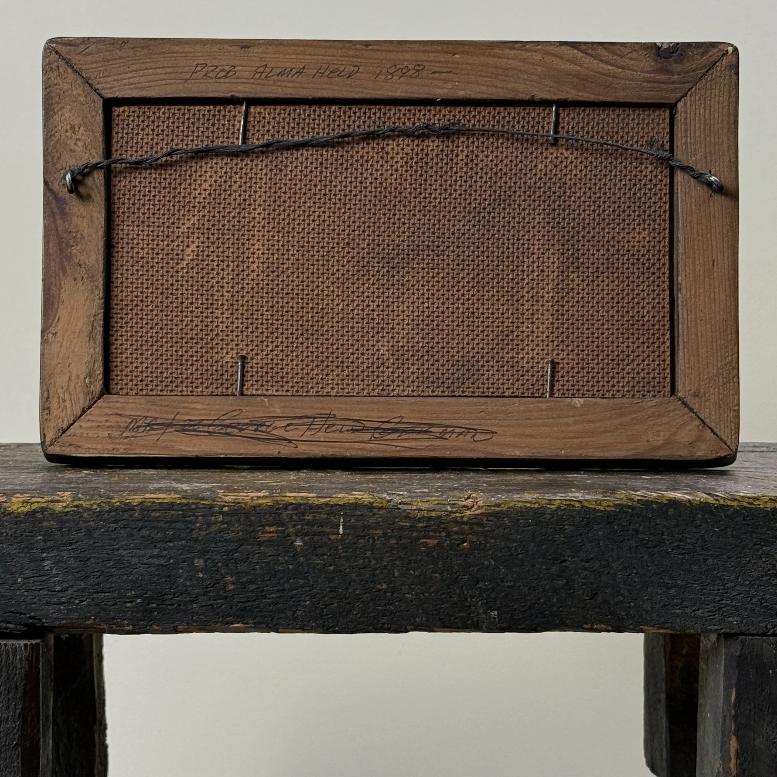 View of the reverse of painting.