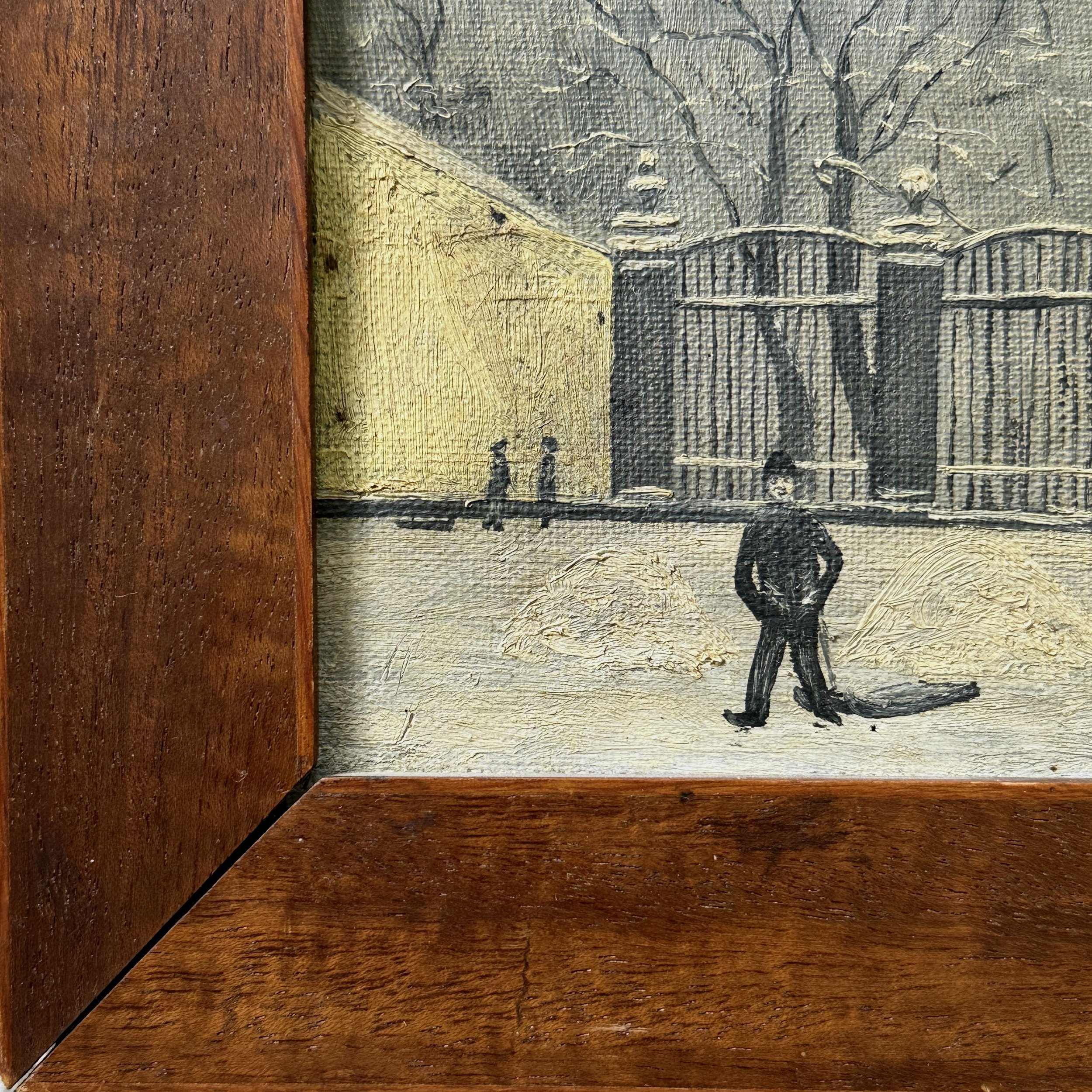 Original brown wood frame, Swedish folk painting