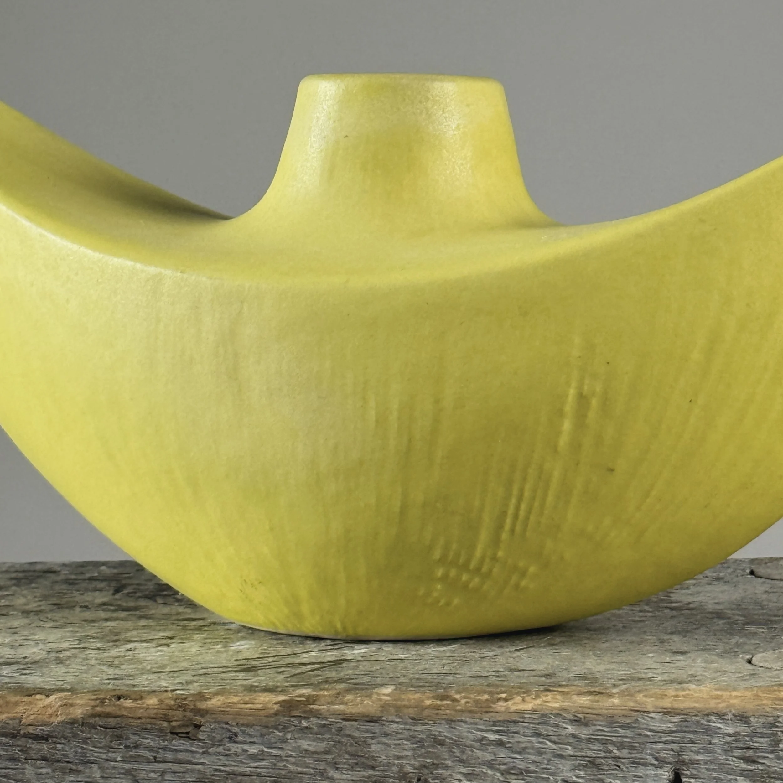 Vintage Modernist Japanese yellow glazed ceramic ikebana vase