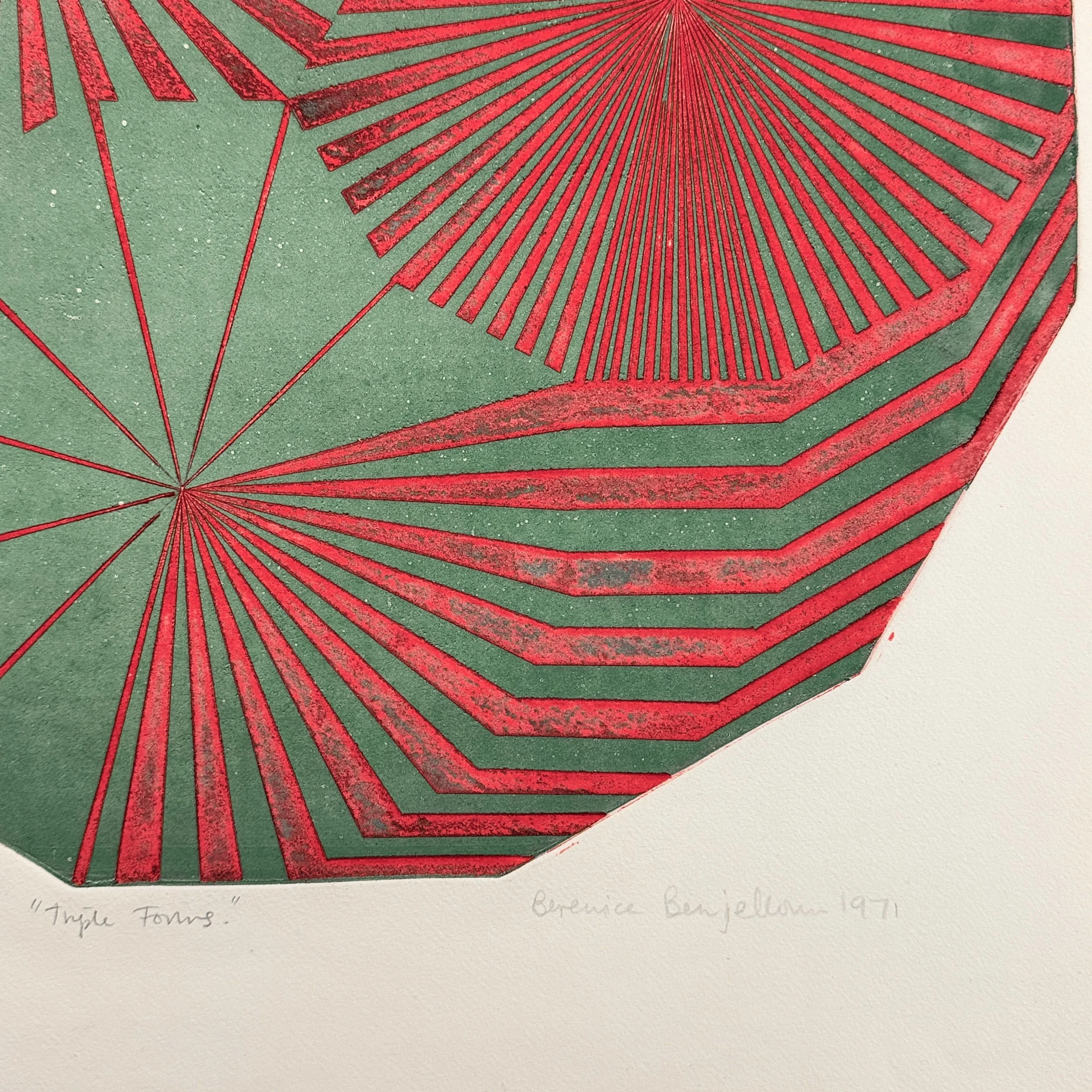 Detail of pencil signature, title, and edition number in Triple Forms