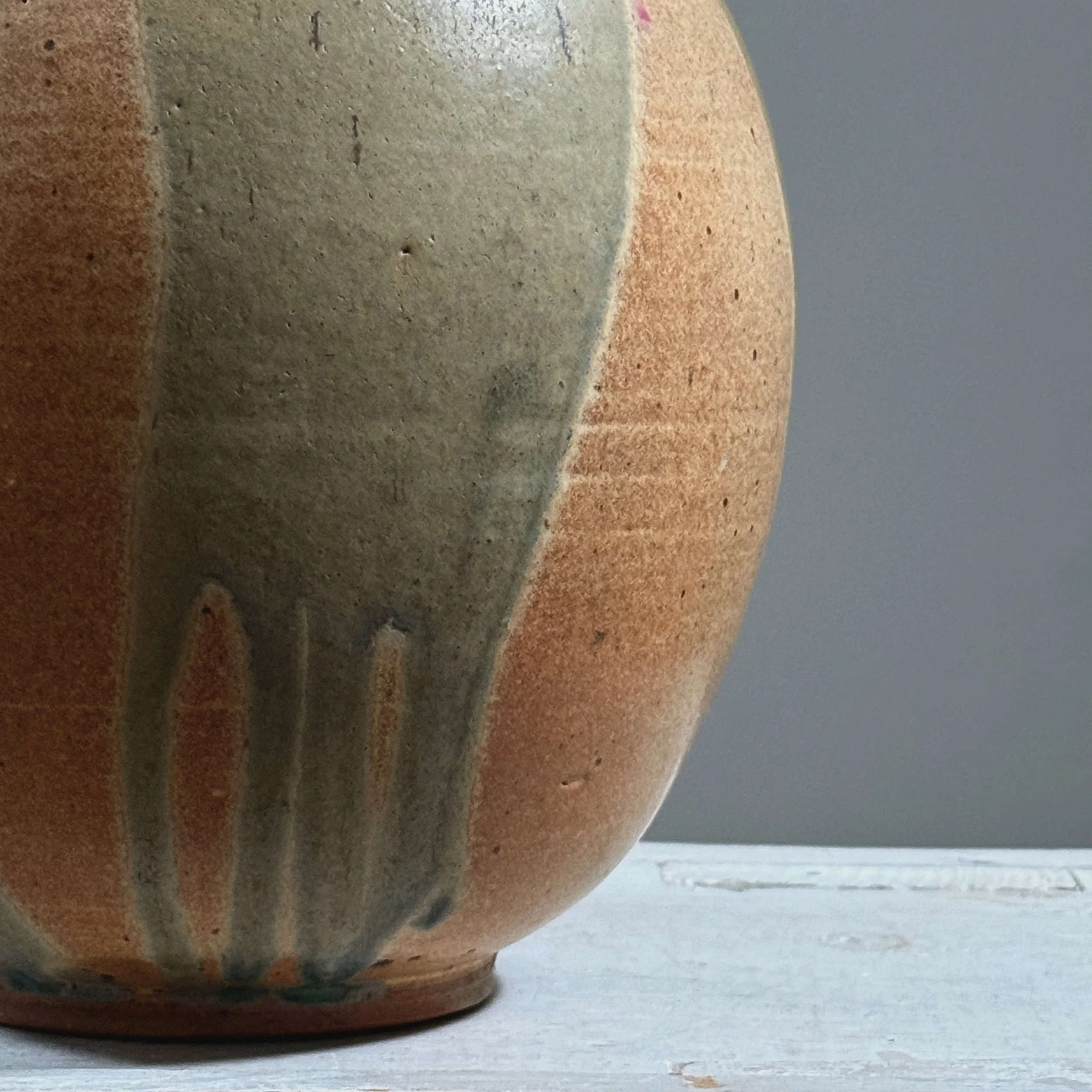Vintage Danish Abstract Modern drip glazed ceramic vase, signed