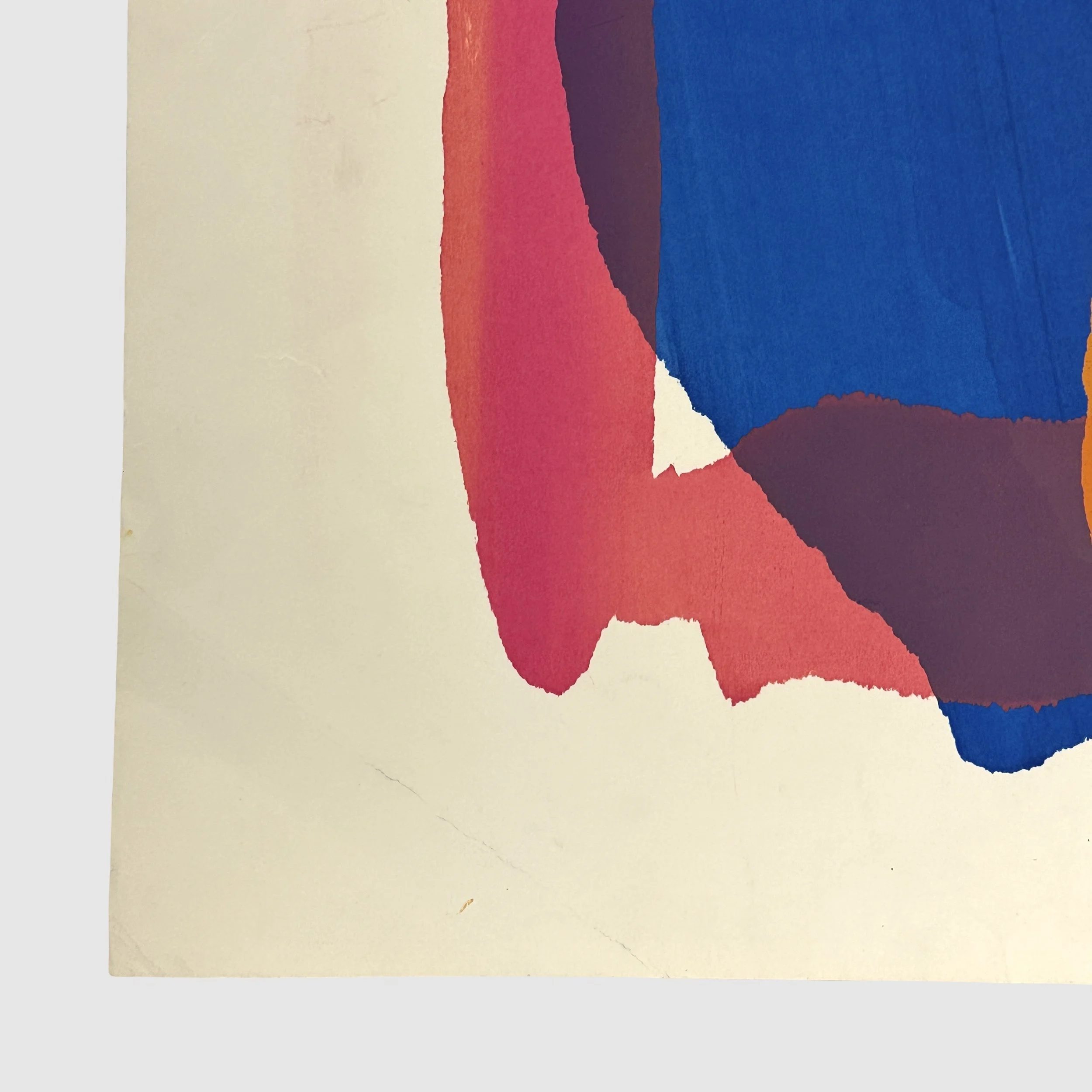 Close-up of print surface. Crackling visible across screenprint layers.