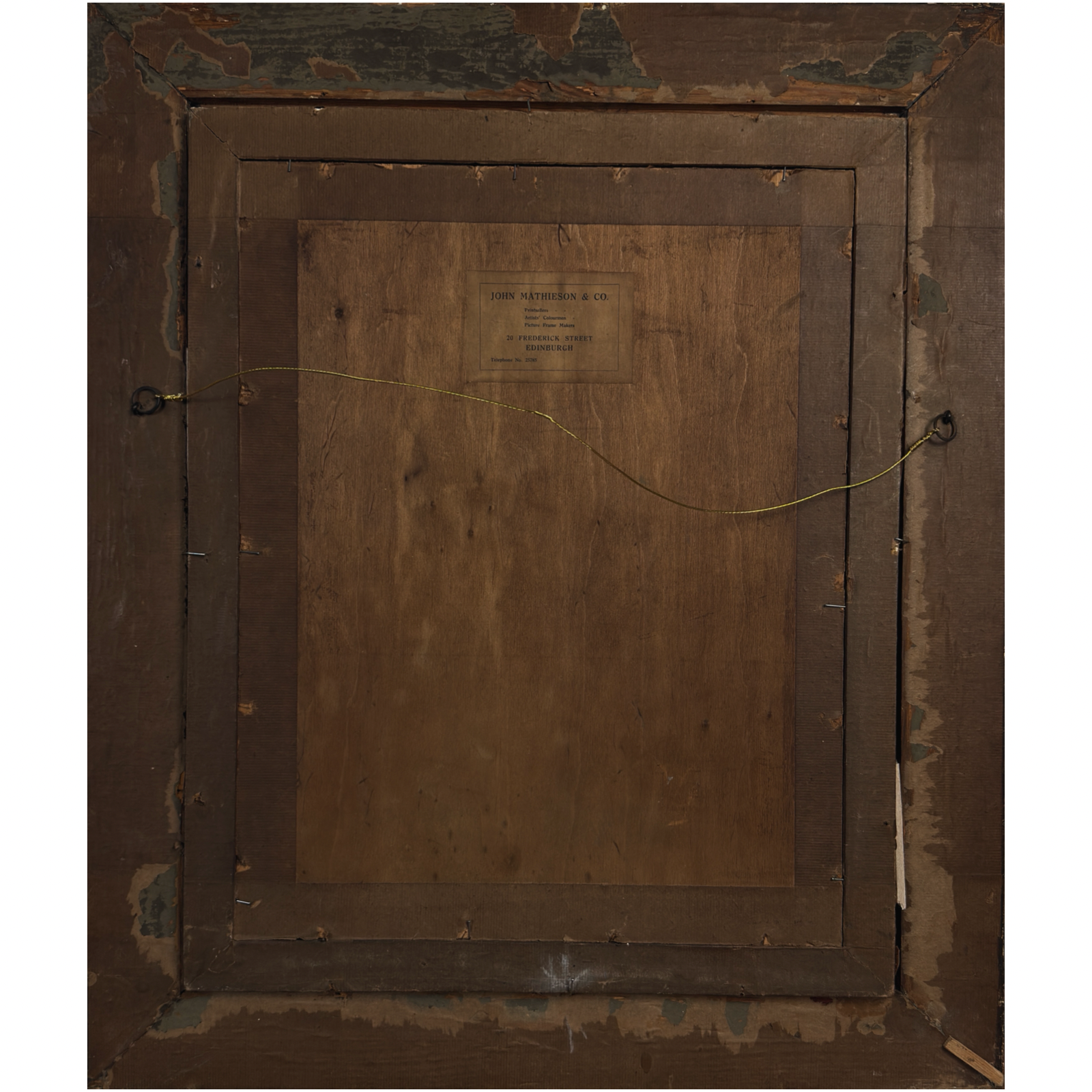 Original framer label verso, John Mathieson and Co, Edinburgh