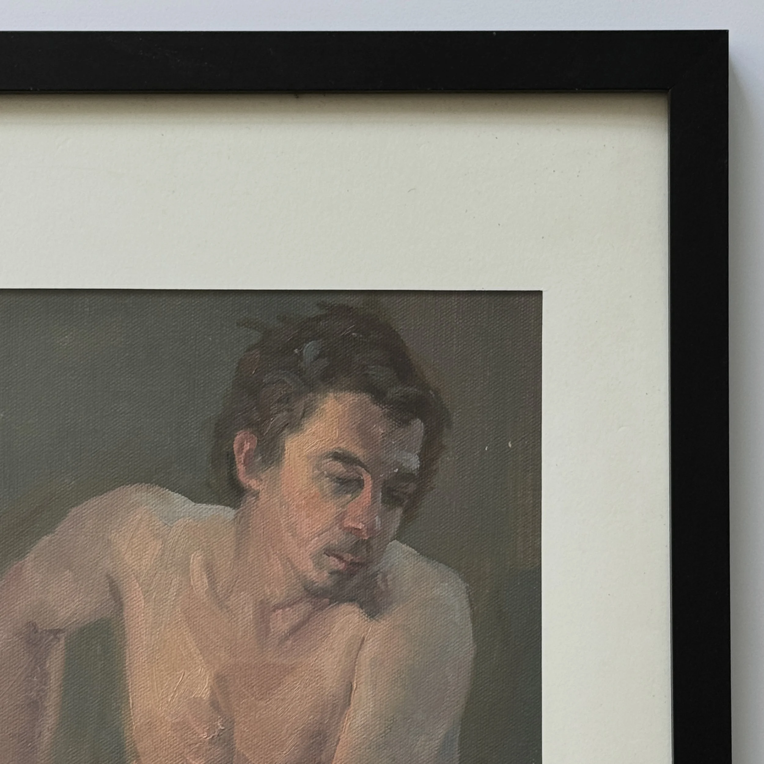 Close-up of brushwork in Expressionist male nude study