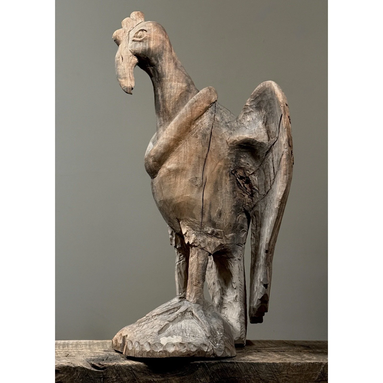 American folk art hand carved bird statue