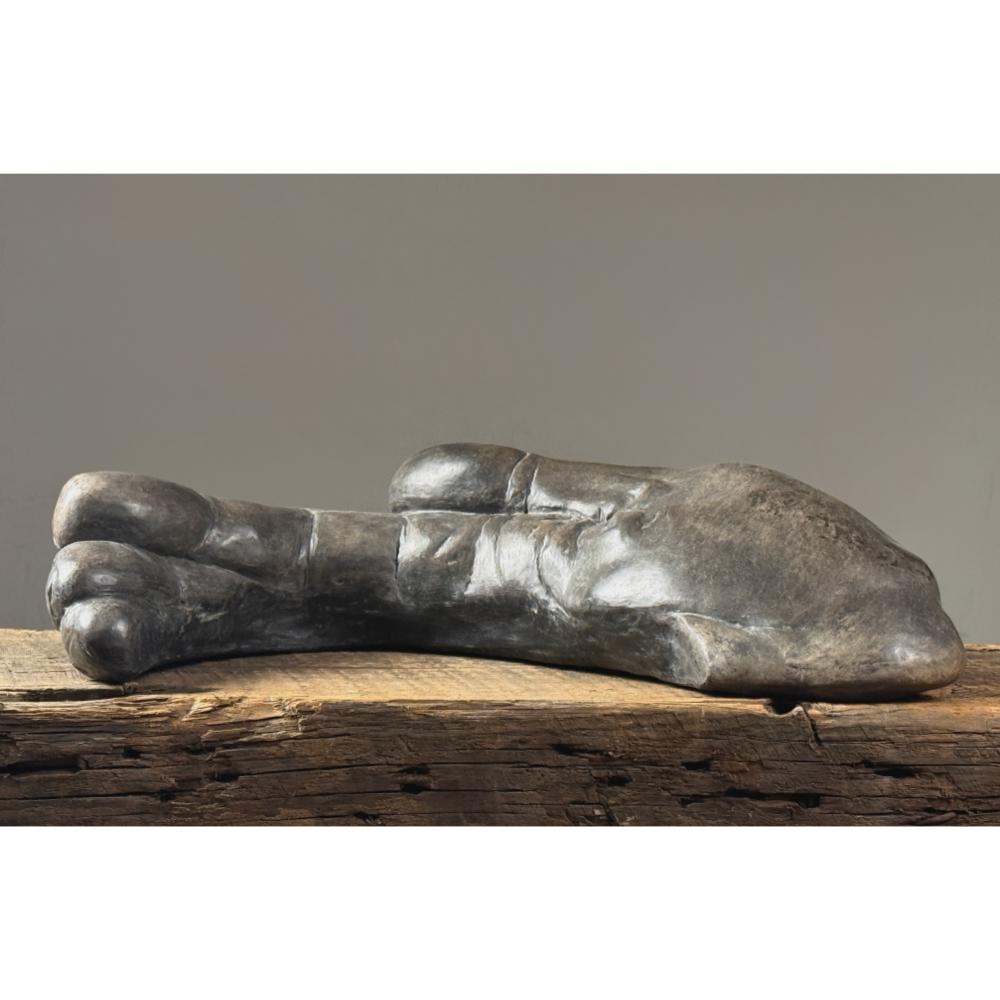 Vintage oversized Modernist raku fired hand sculpture