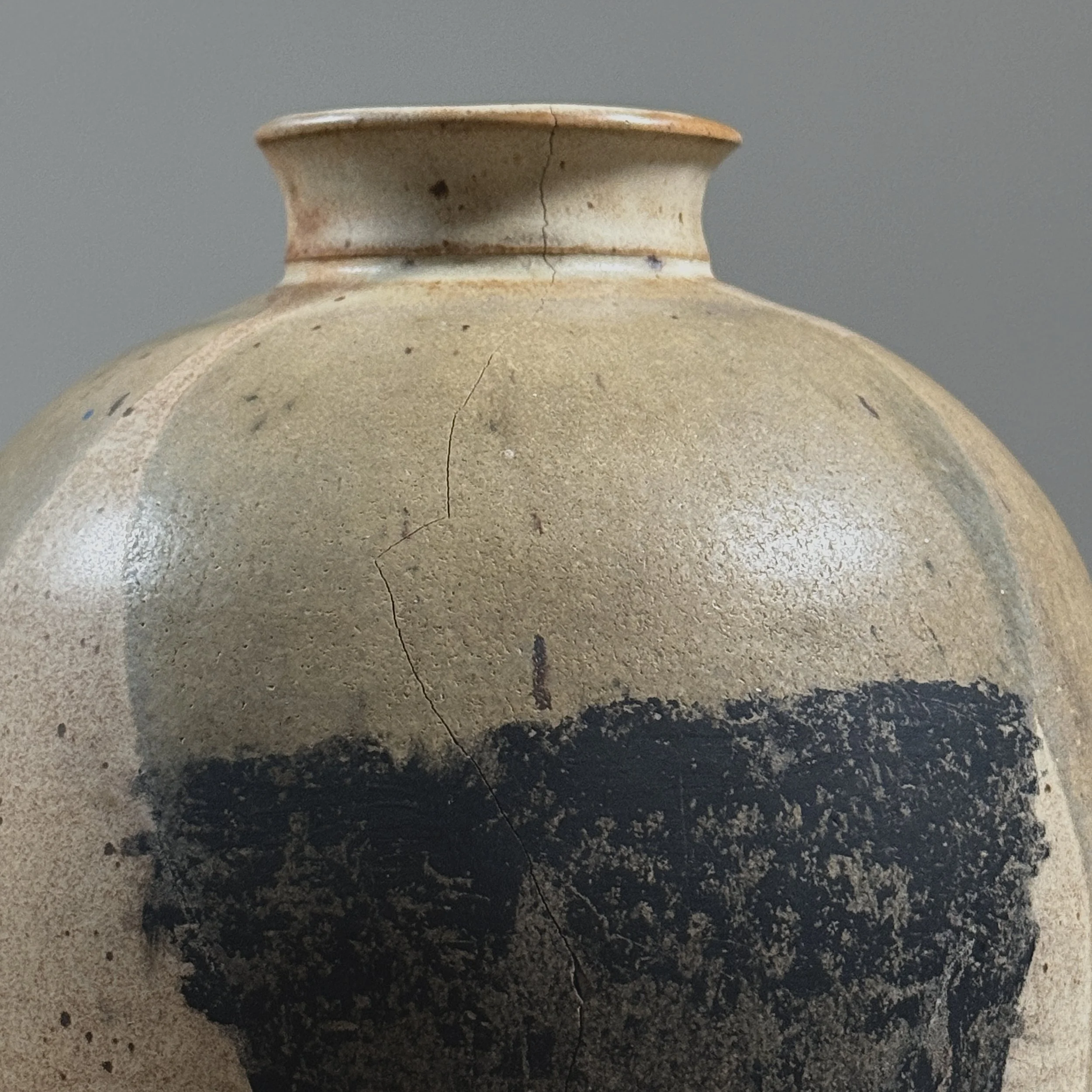 Vintage Danish Abstract Modern drip glazed ceramic vase, signed