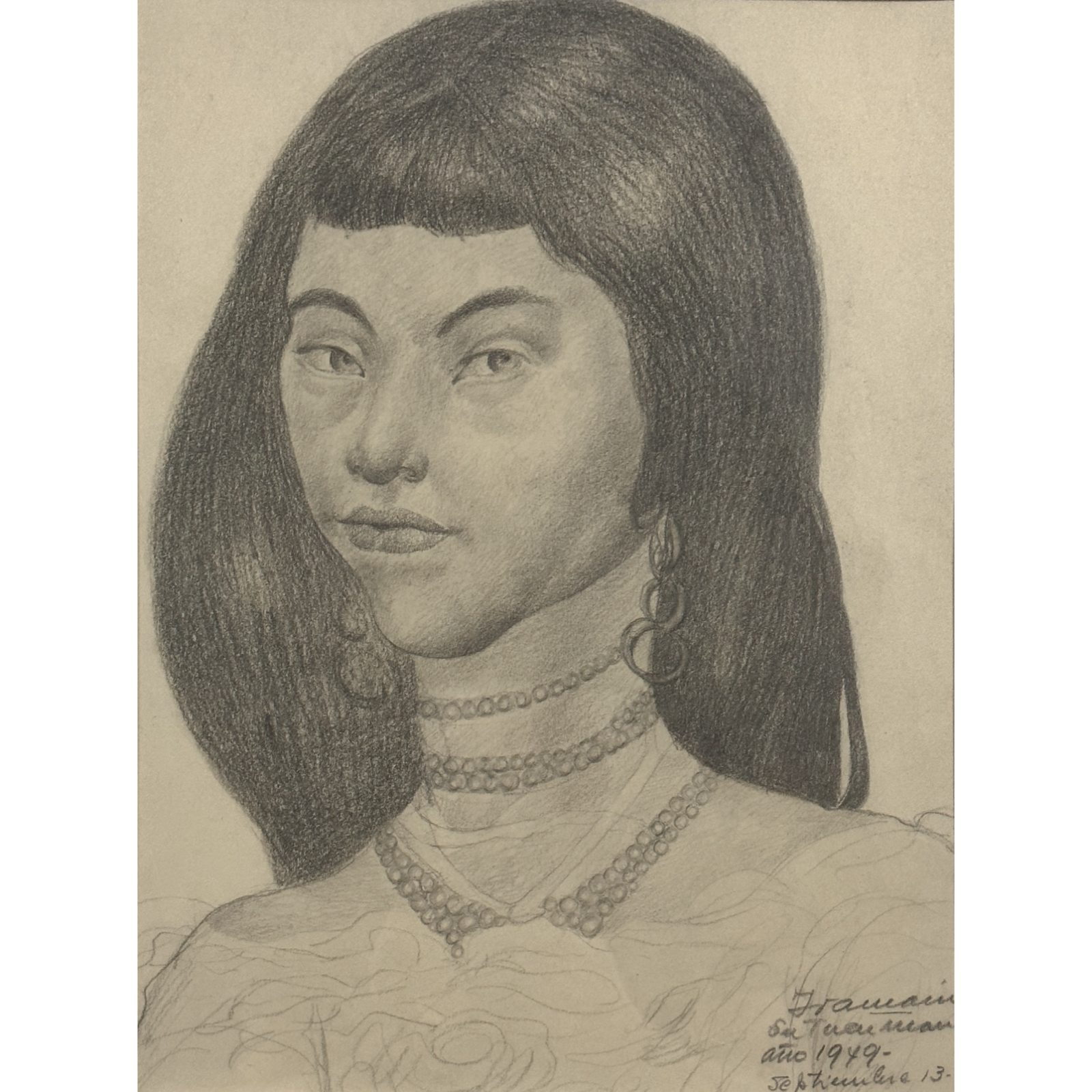 Full view of the portrait without frame and matte.