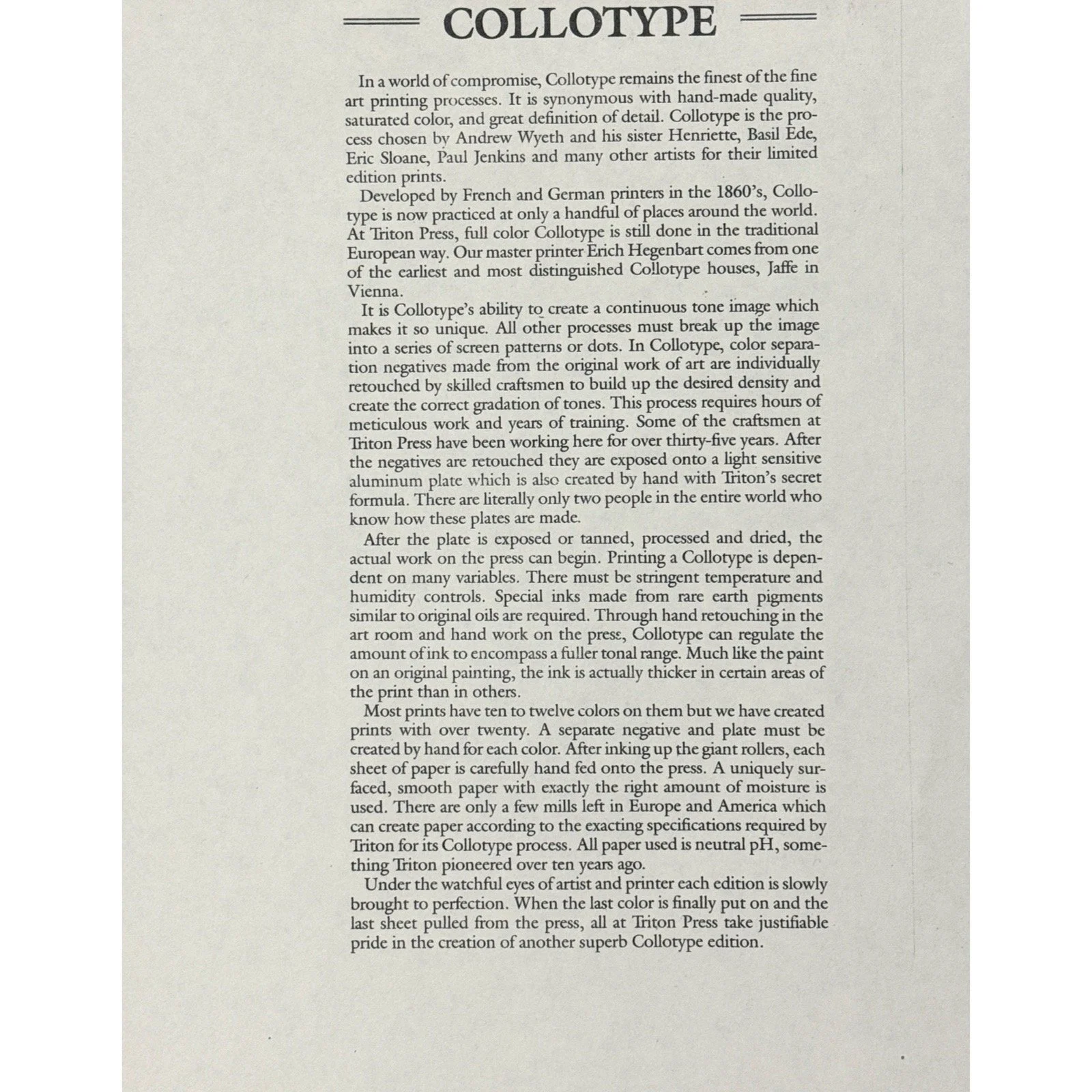 The description of a collotype.