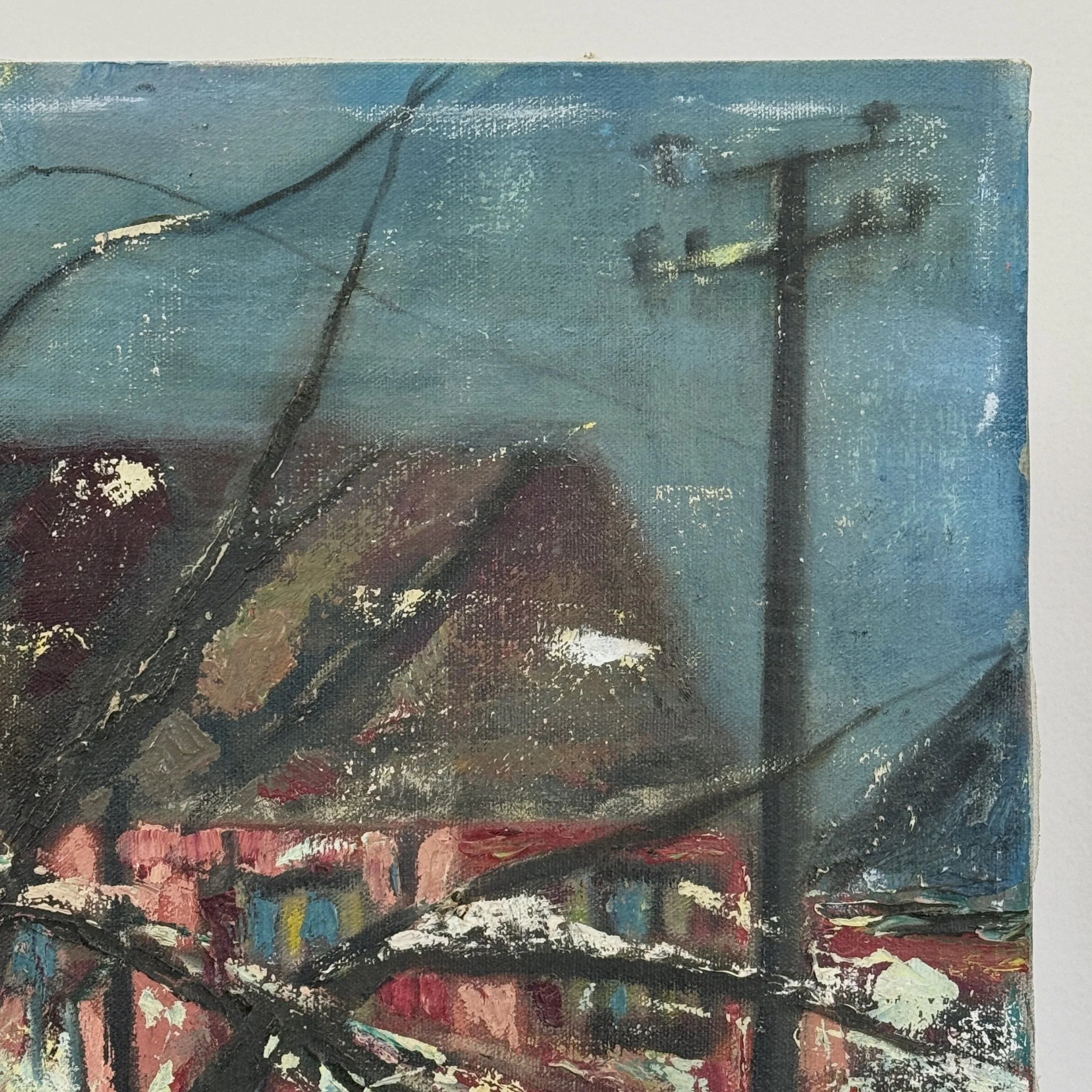 Surface detail. Oil paint texture. Expressionist handling.