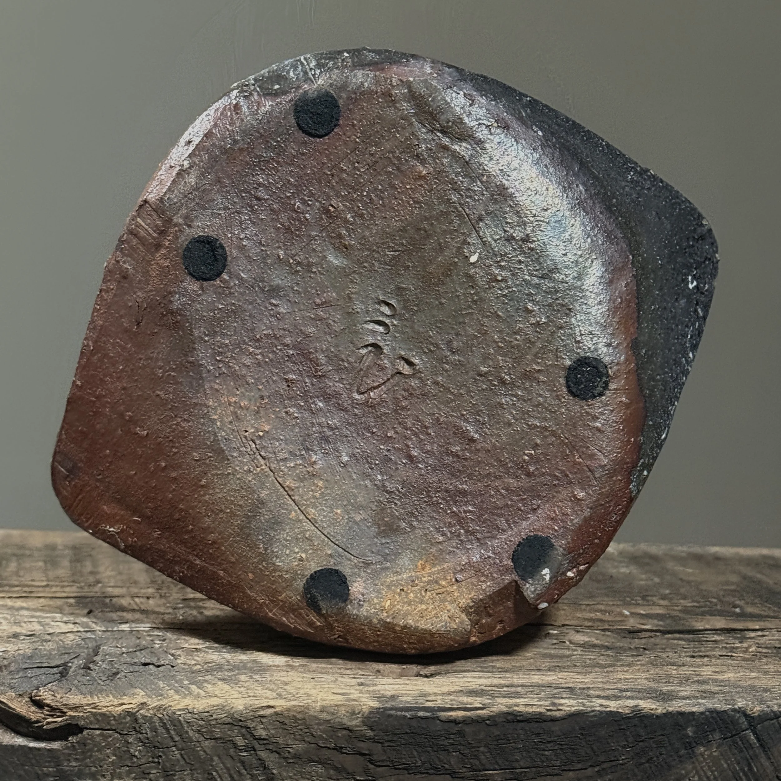 Signed base of Jeff Shapiro earthenware vessel