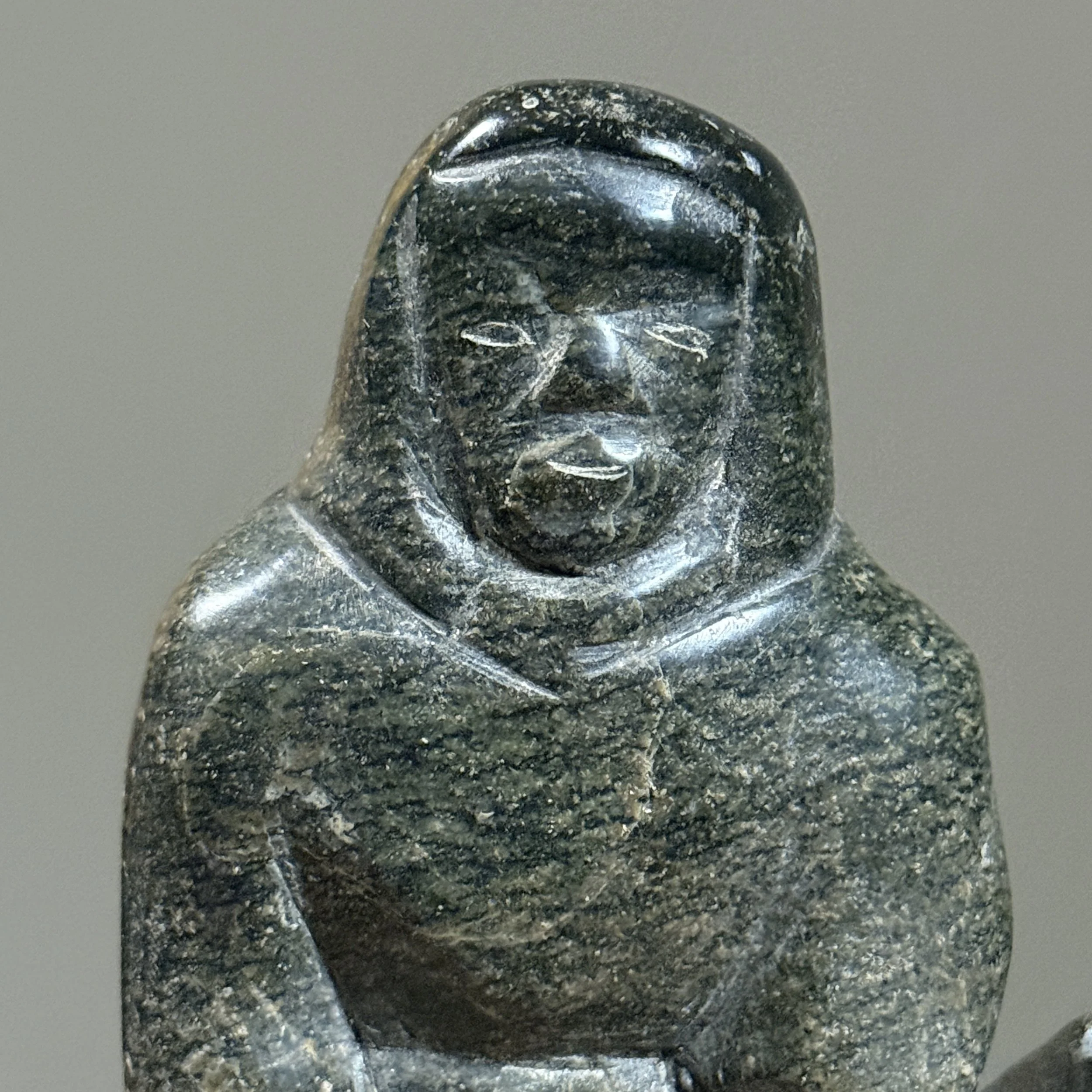 Macro detail of soapstone surface showing natural veining and age-appropriate wear