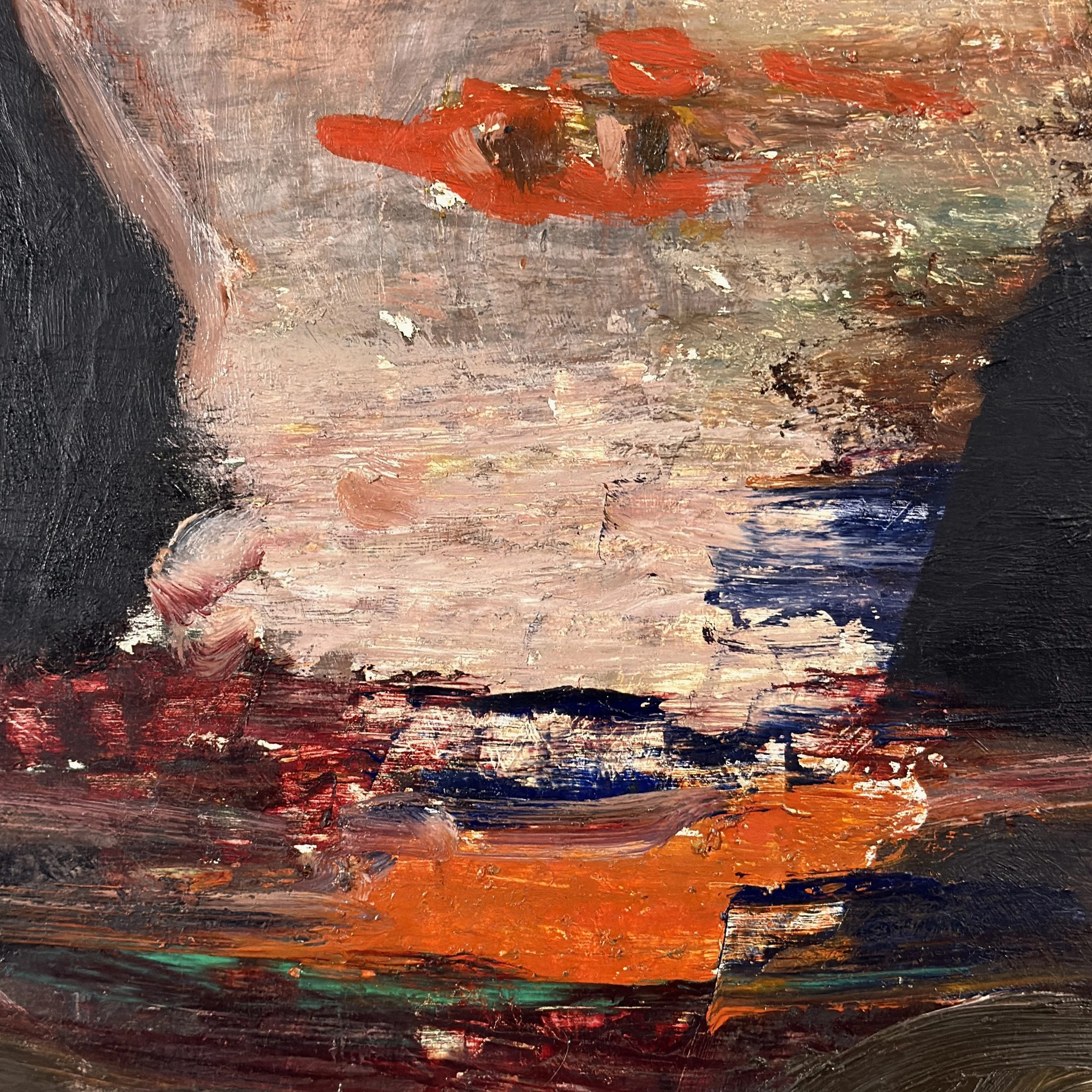 Norman Rubington abstract expressionist portrait, oil on board, heavy impasto