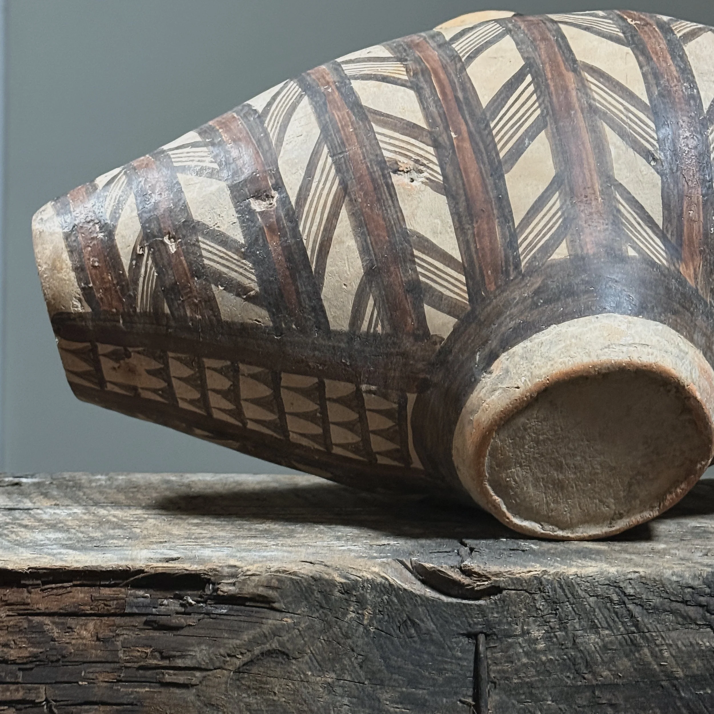 Bottom view of antique Chinese terracotta vessel