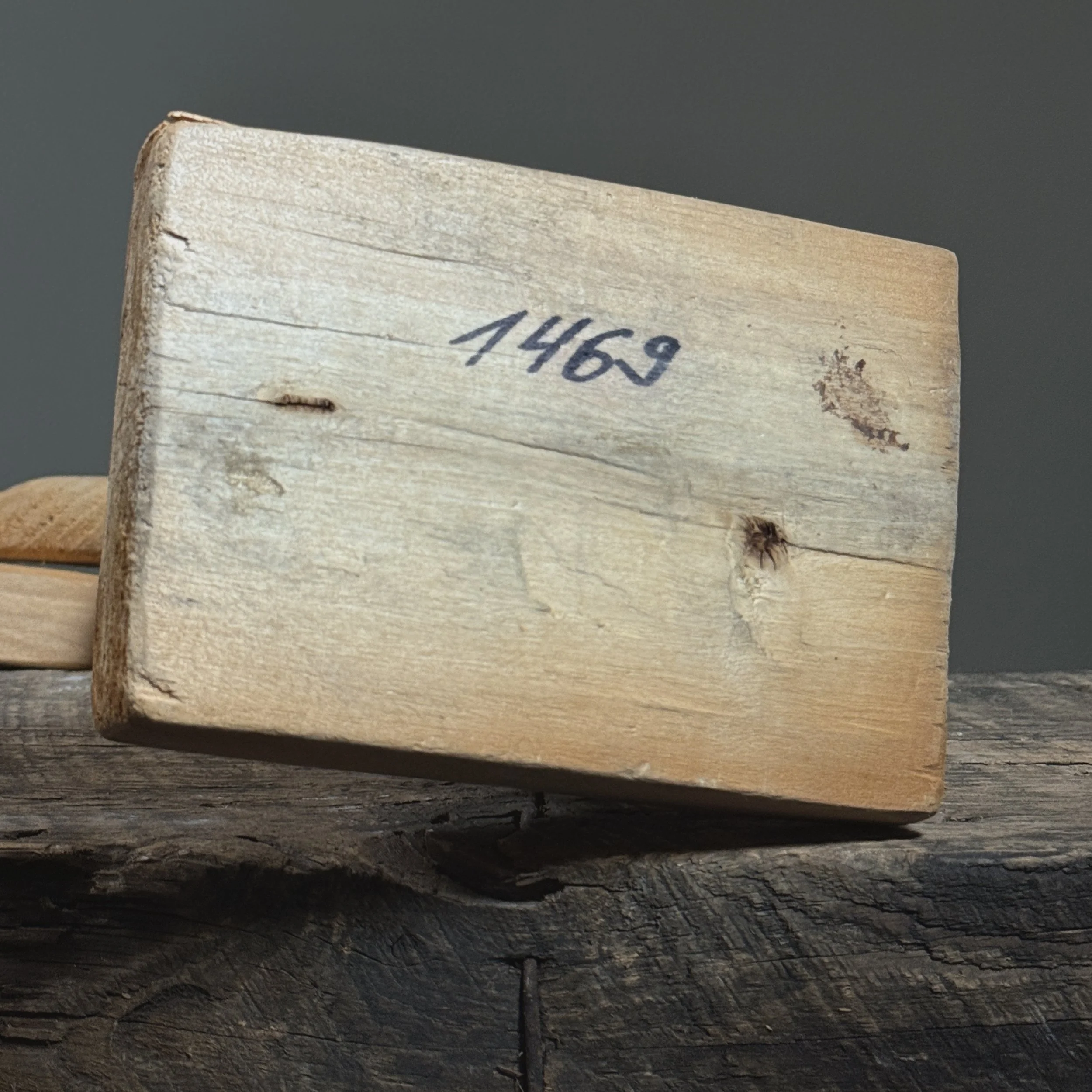 Underside of crucifix showing number 1469 inscription