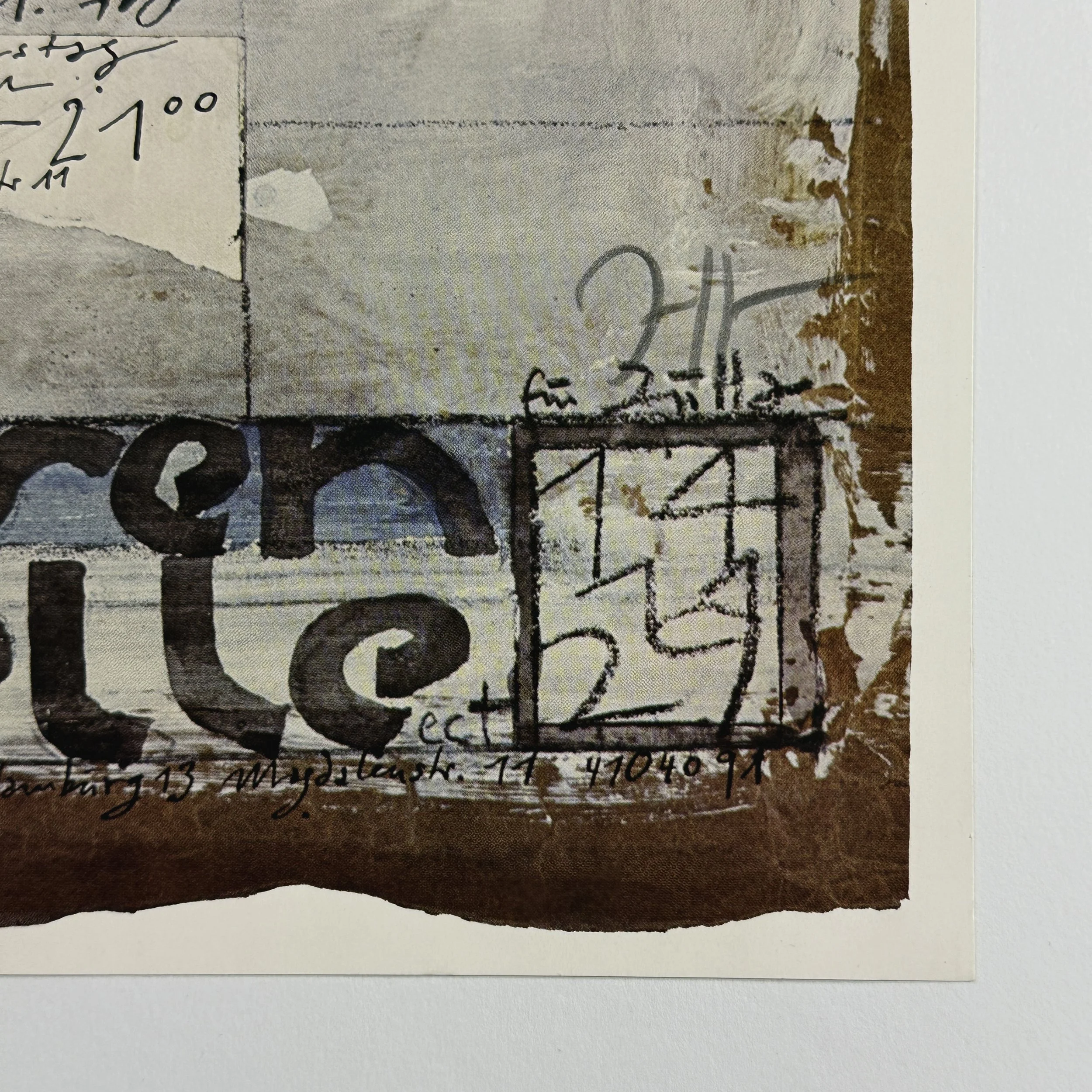 Detail of artist signature on Horst Janssen Galerie Brockstedt poster