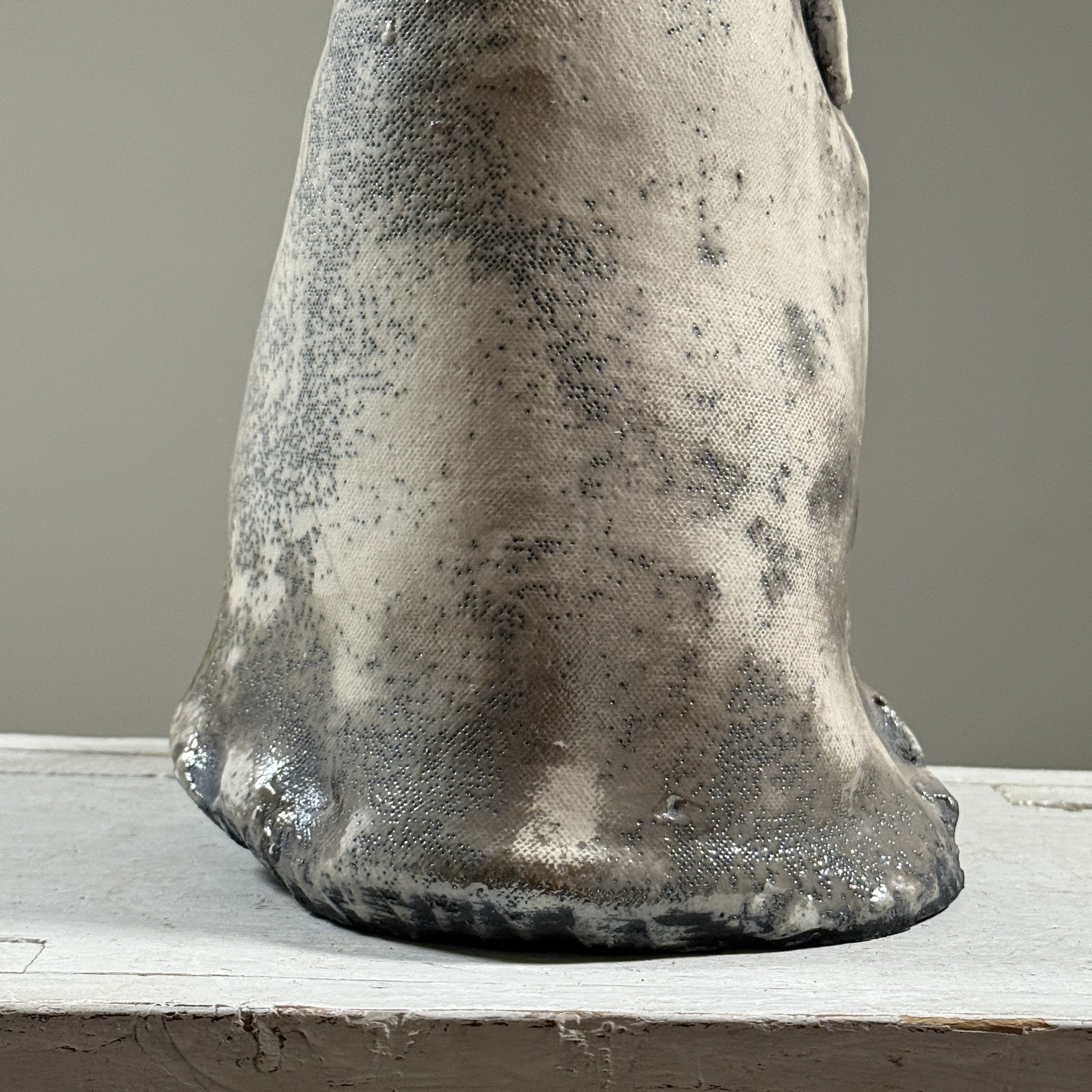 Crimped and folded section detail, postmodern ceramic vessel