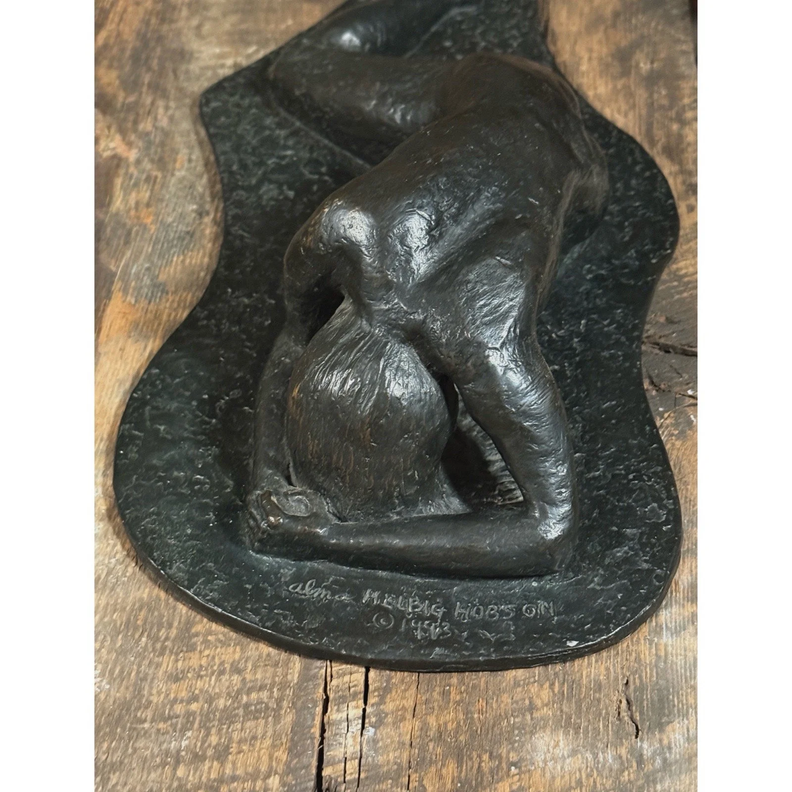Patina detail on expressionist bronze figure reminiscent of Rodin