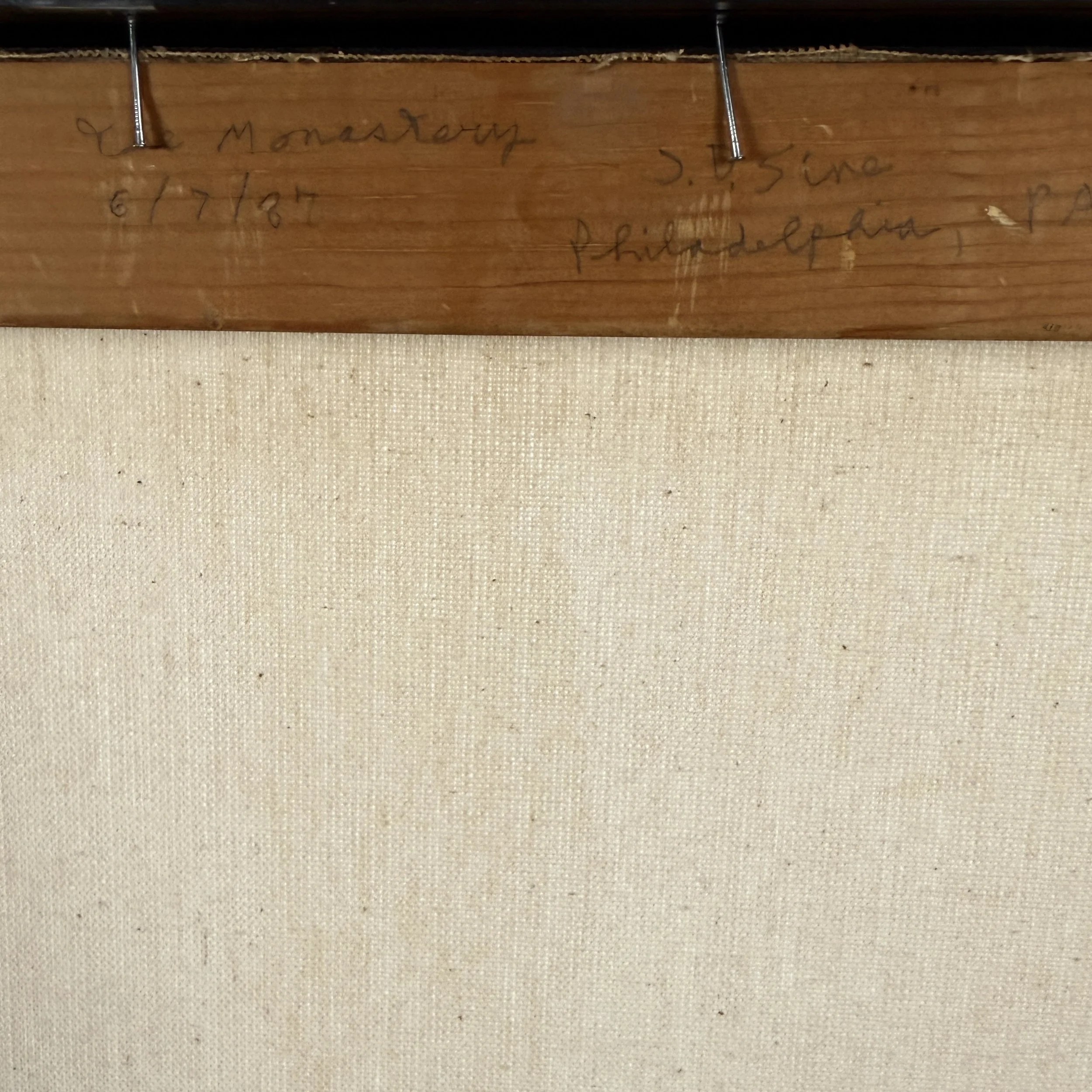 Verso with title "The Monastery" and signature, dated 1988