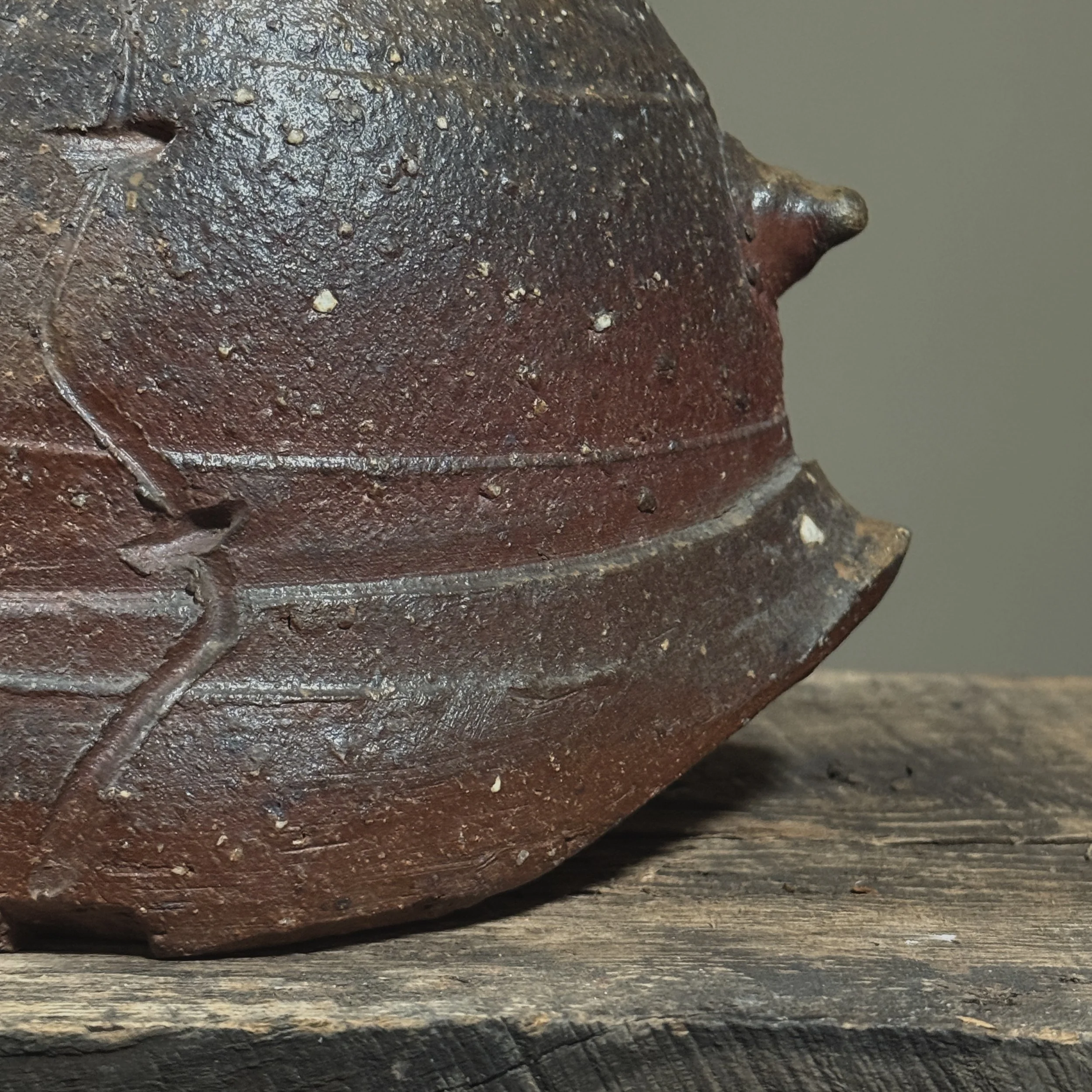 Detail of spikes on Brutalist ceramic piece