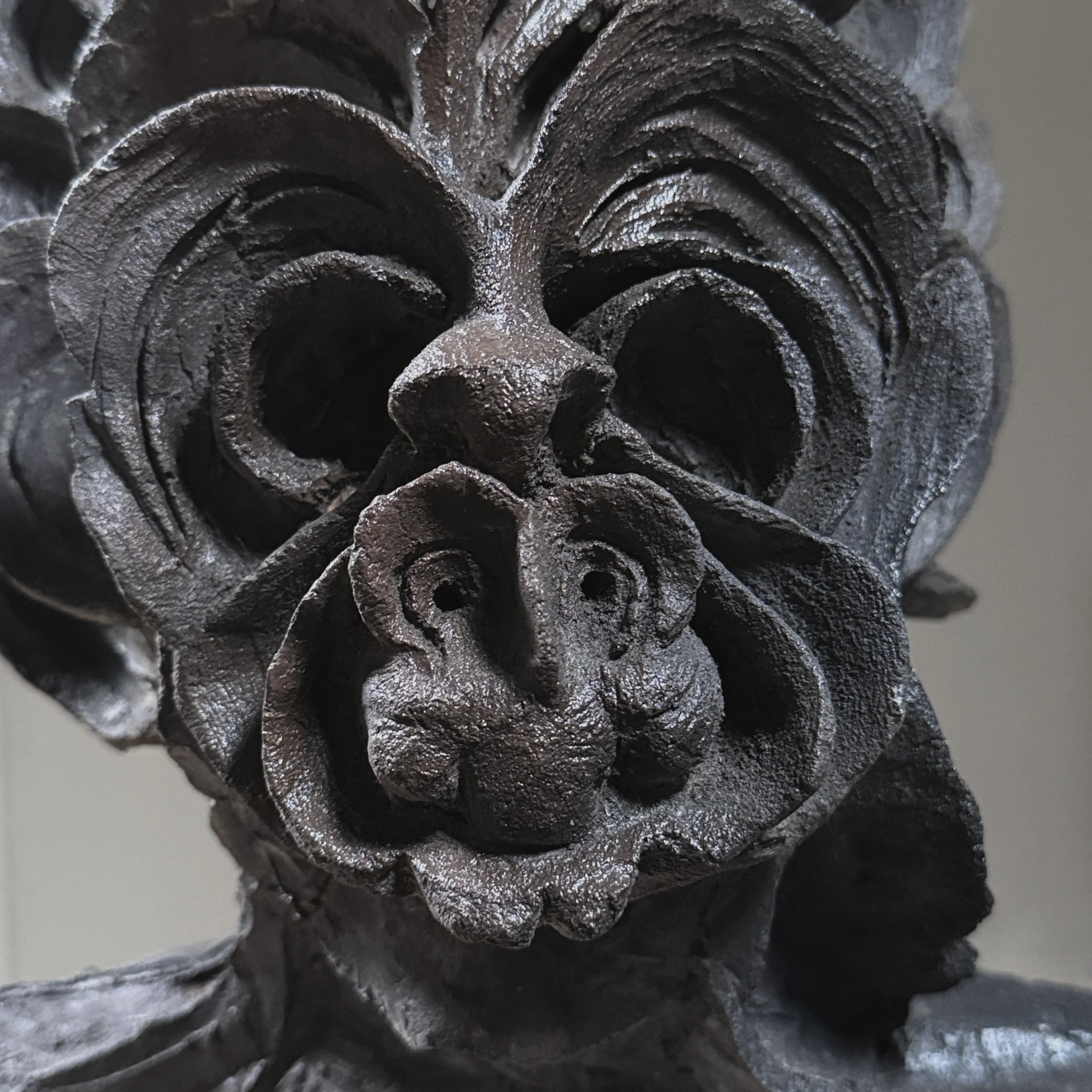 Close-up of facial form. Abstract portrait features. Wave pattern.